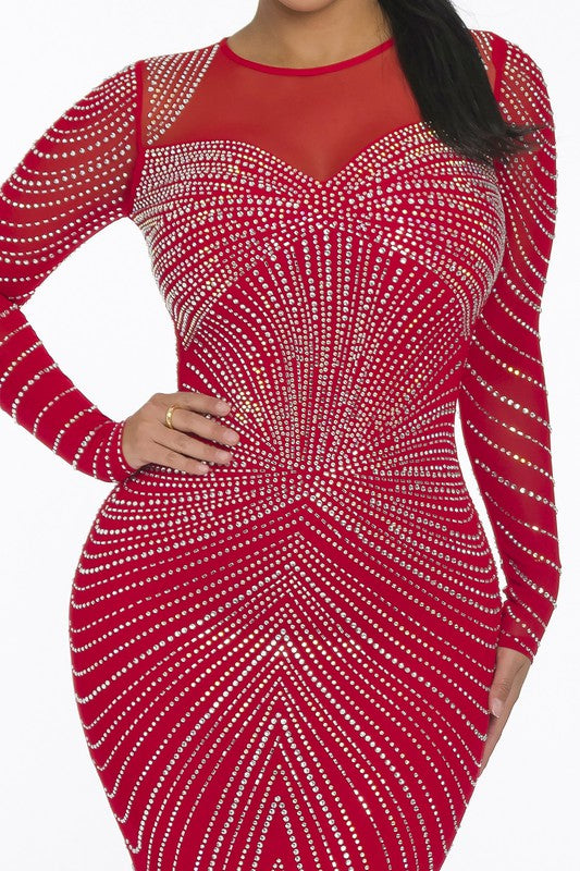 Fancy Queen Rhinestone Embellished Dress