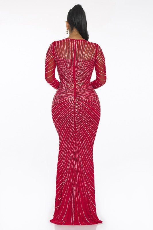 Fancy Queen Rhinestone Embellished Dress