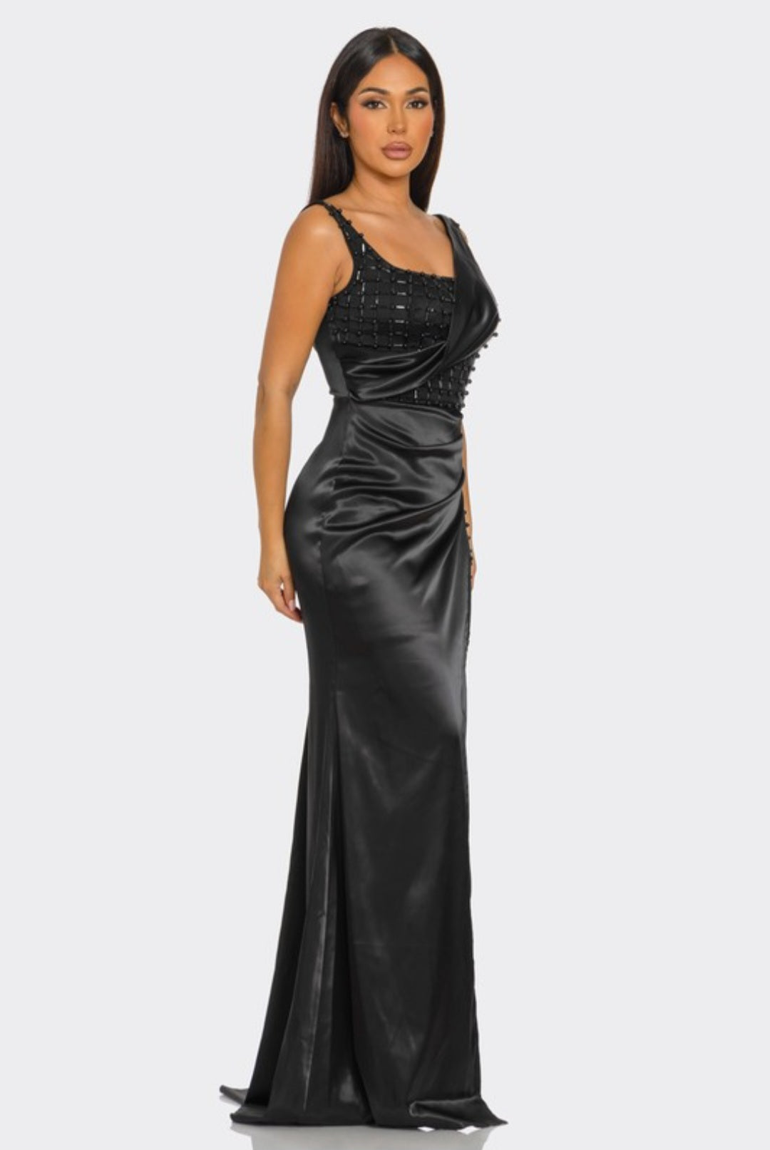 Samantha Rhinestone Glam Dress ( Black)