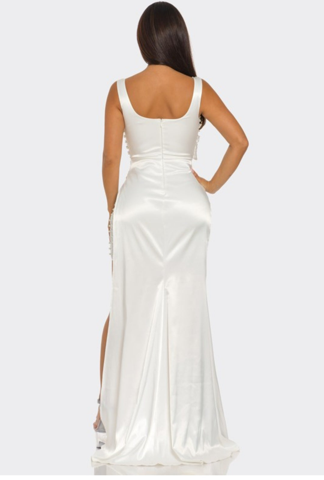 Samantha Rhinestone Glam Dress (White)