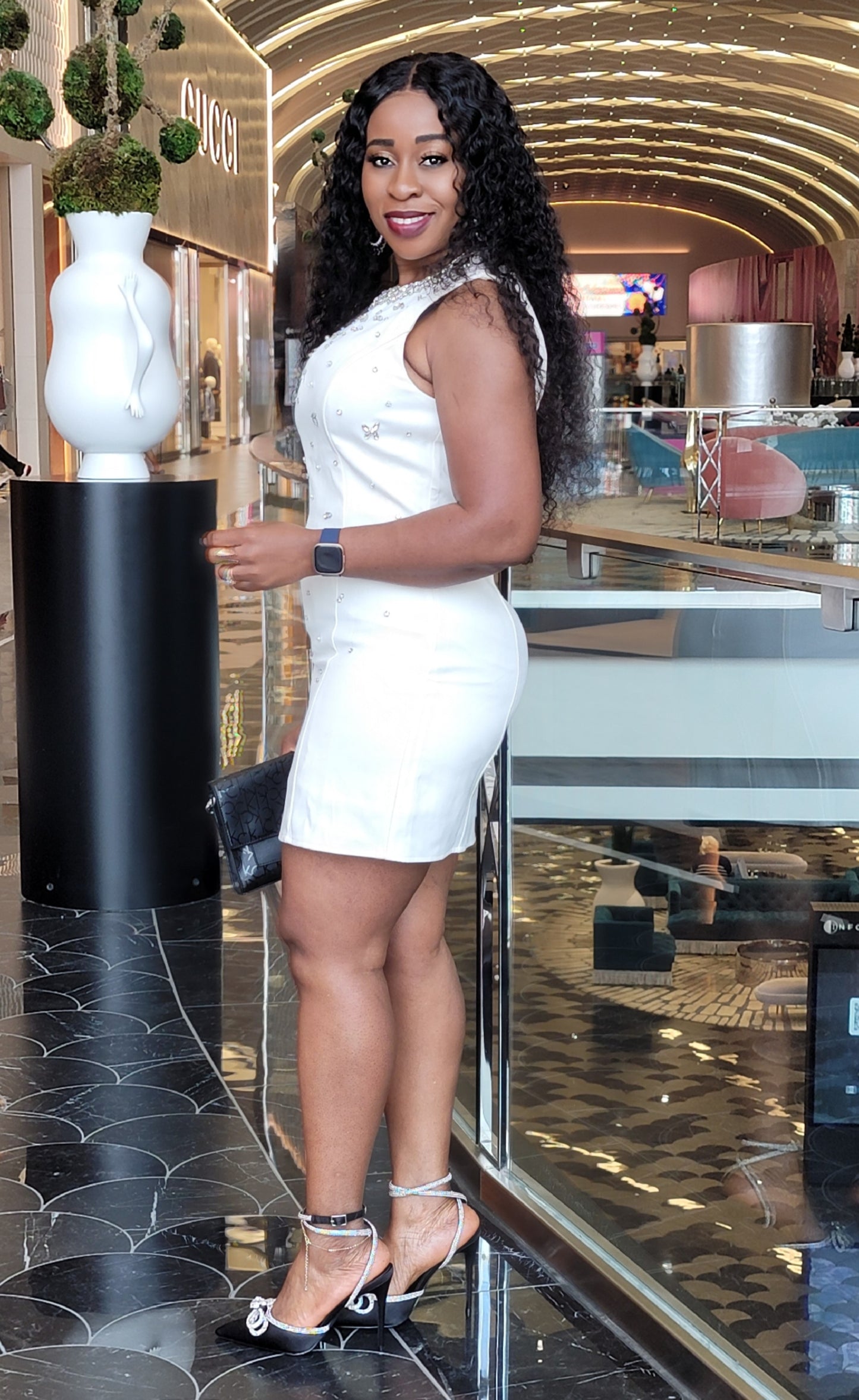 Elegant White Rhinestone Dress
