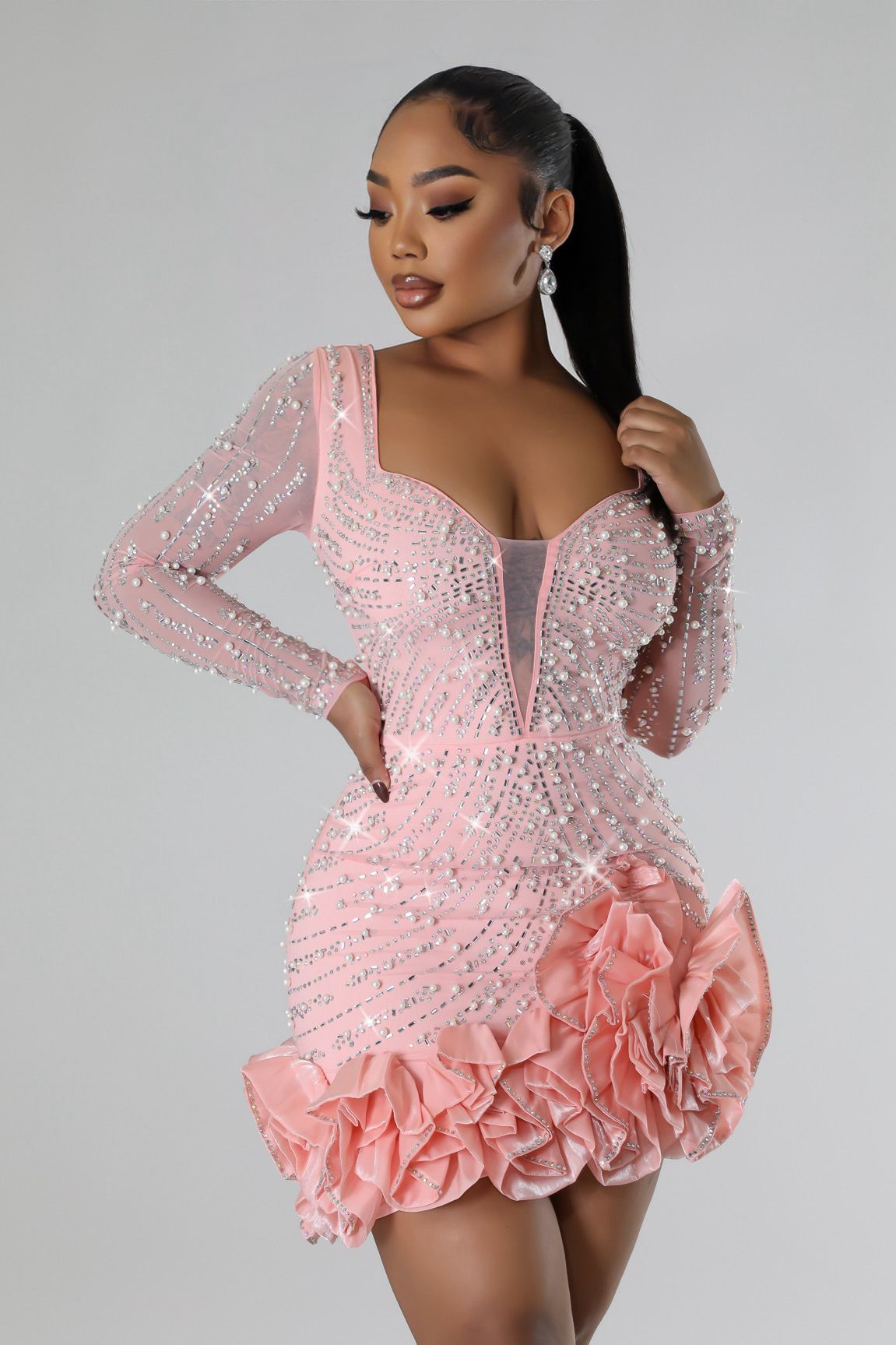 Mia Rhinestones Mini Dress