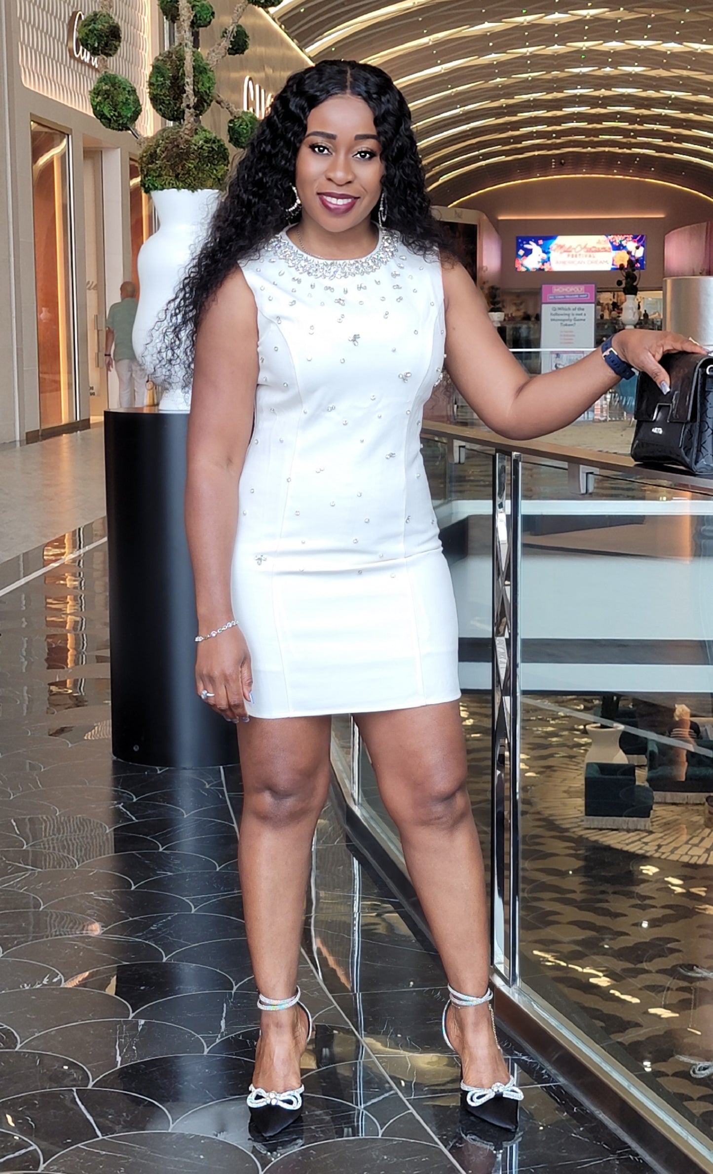 Elegant White Rhinestone Dress