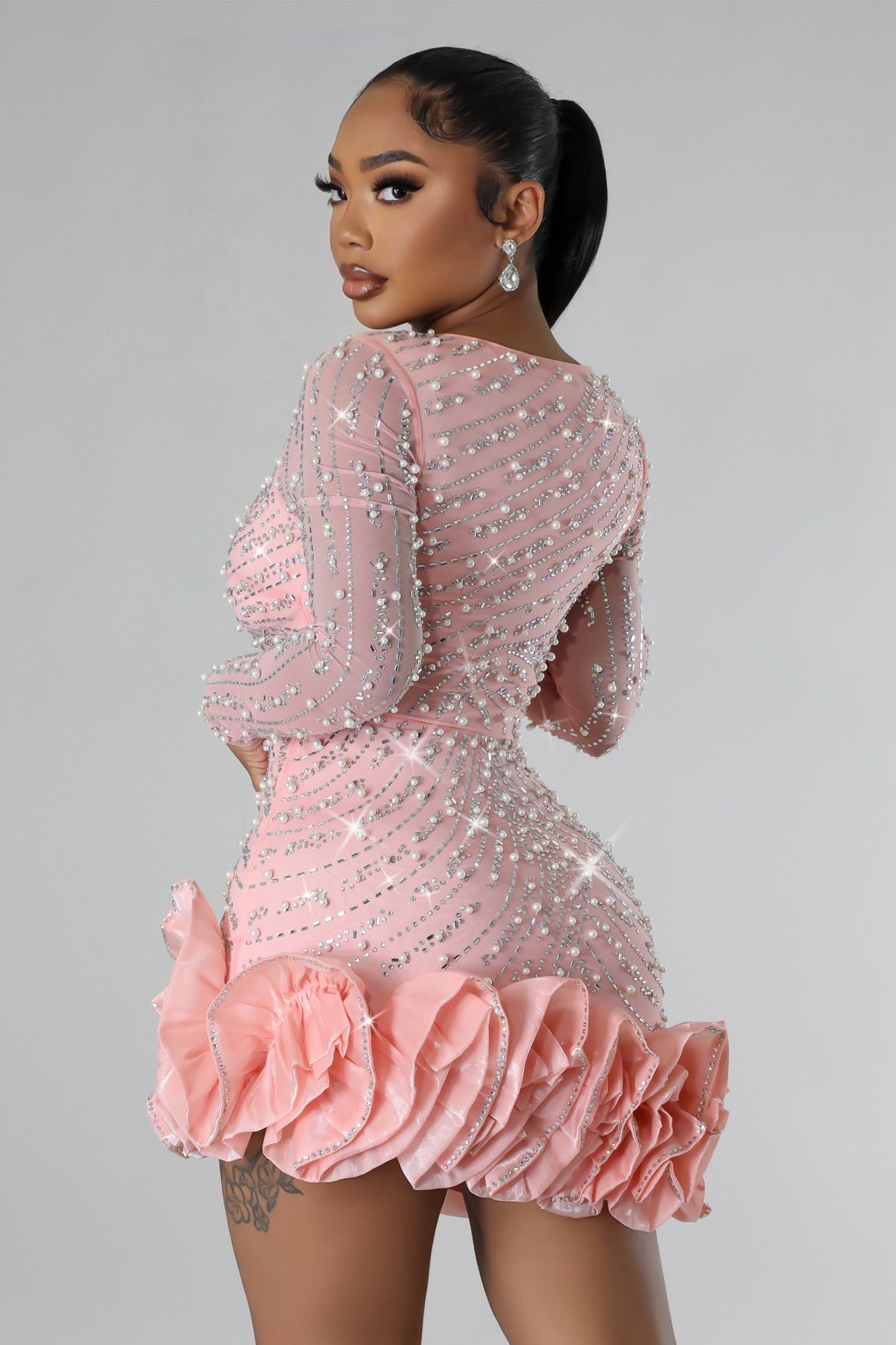Mia Rhinestones Mini Dress