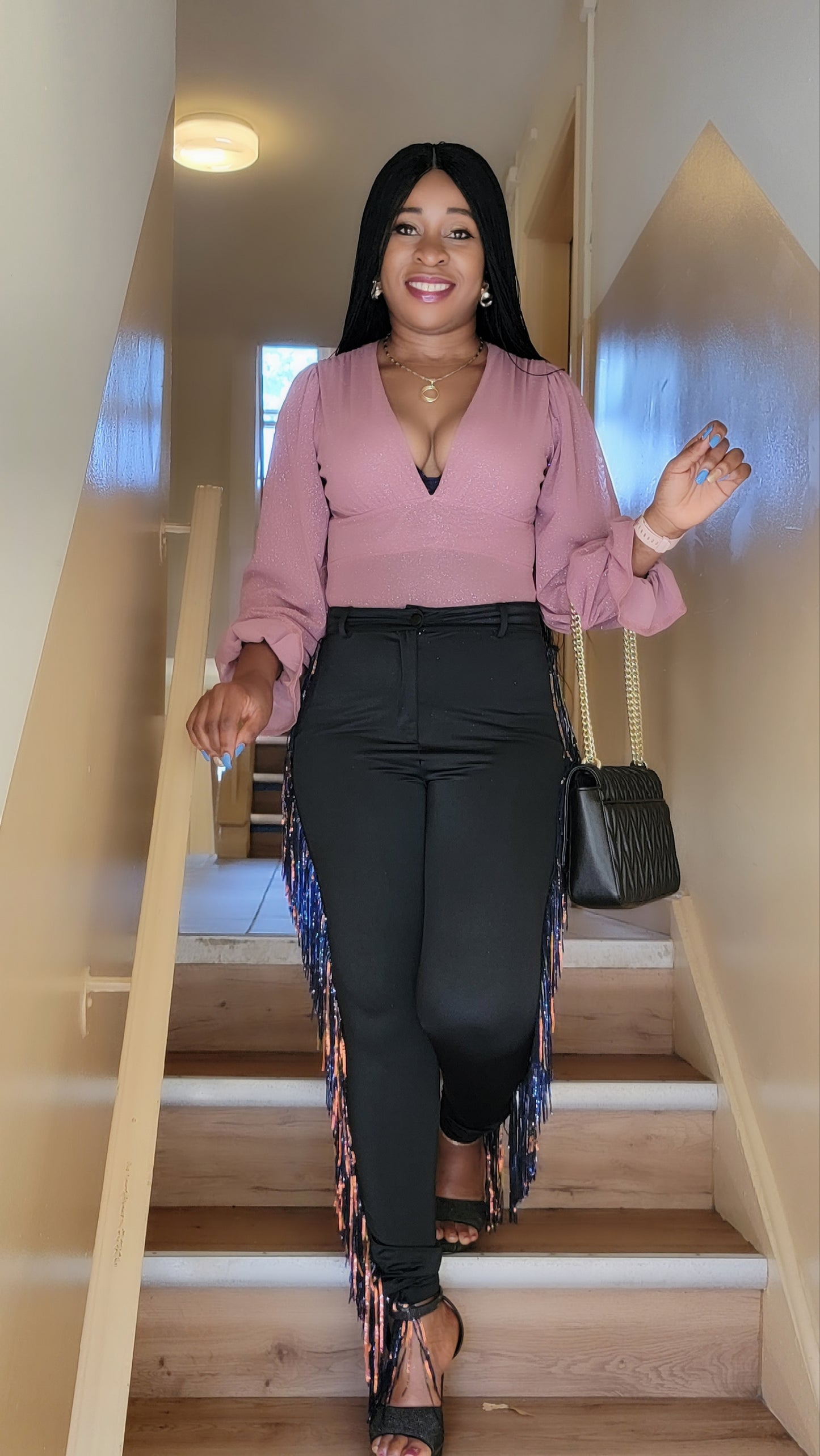 Tisha Glitter Mesh Bodysuit ( Mauve)