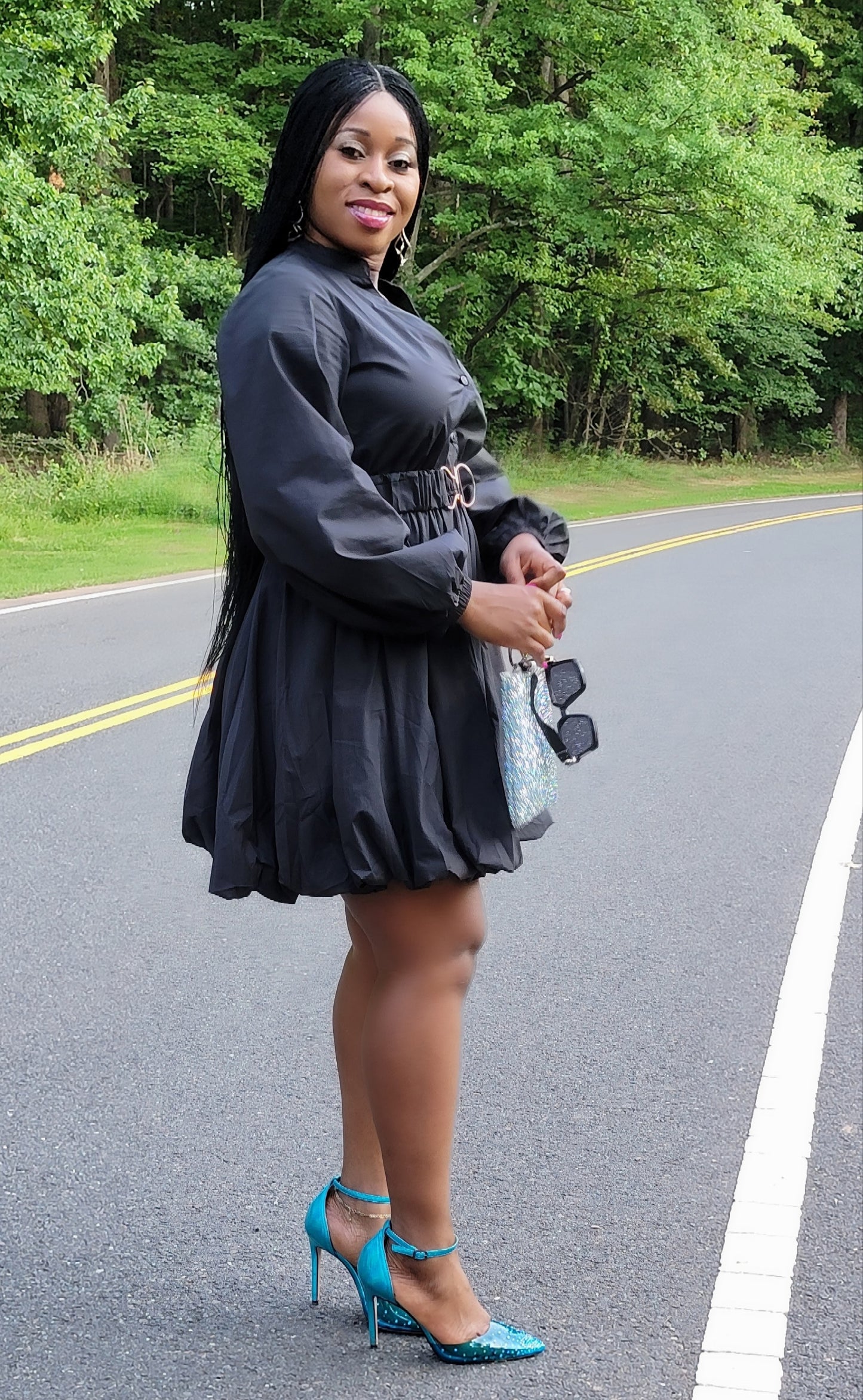 Crystal Bubble Mini Dress( Black)