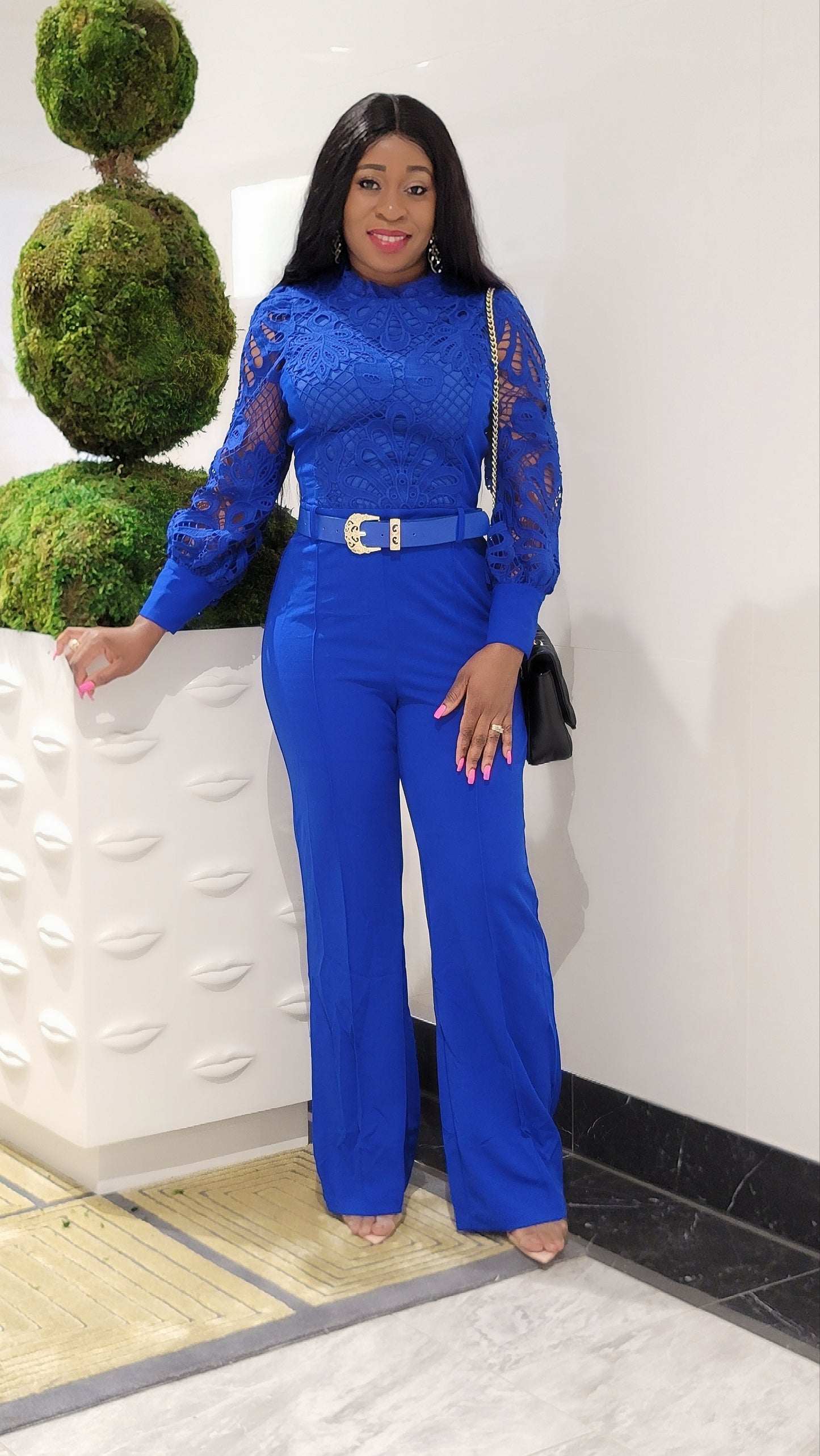 Gina Lace Jumpsuit ( Blue)