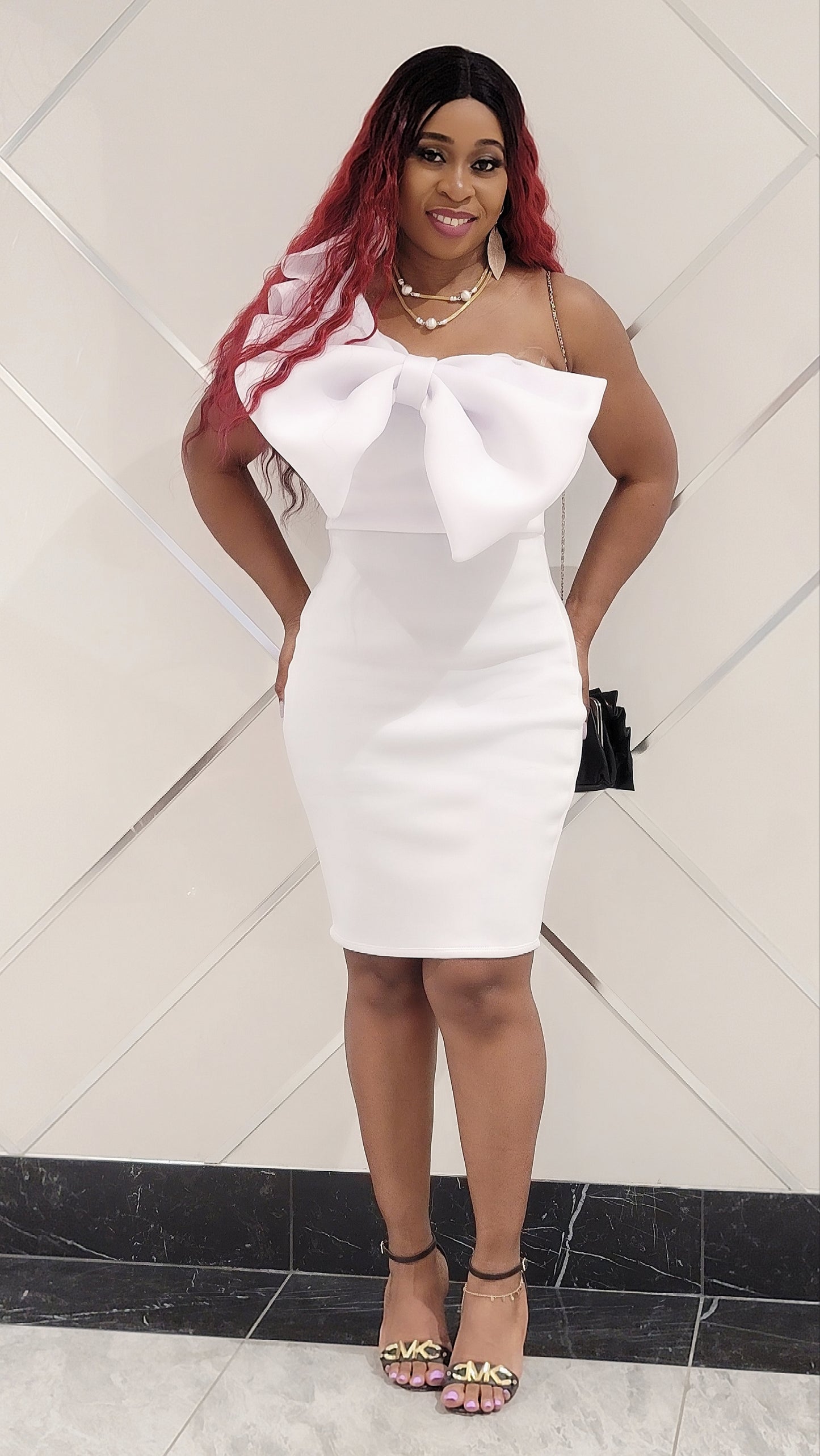 Selena Bow Front Dress (White)