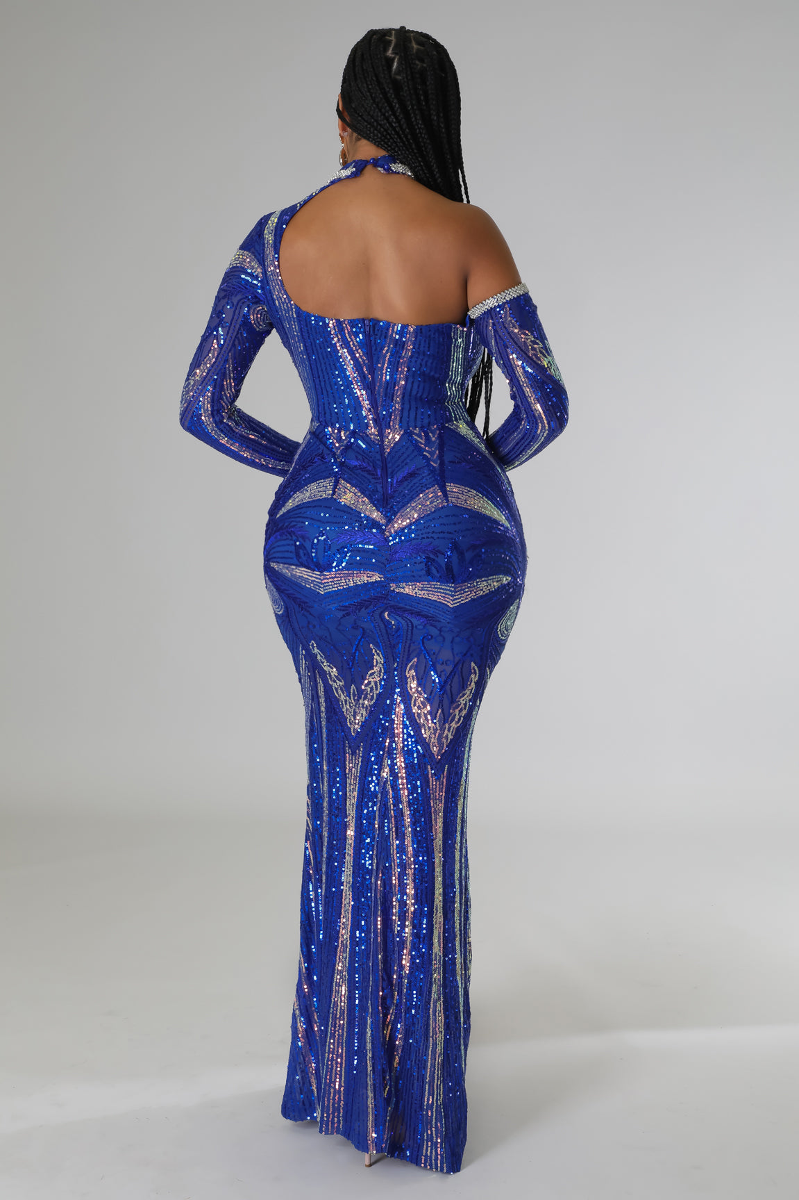 Shonda Rhinestone Dress (Blue)