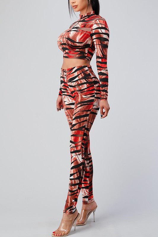 Fancy Zebra Print Pants Set