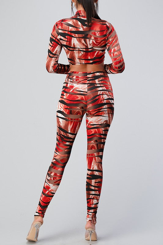 Fancy Zebra Print Pants Set