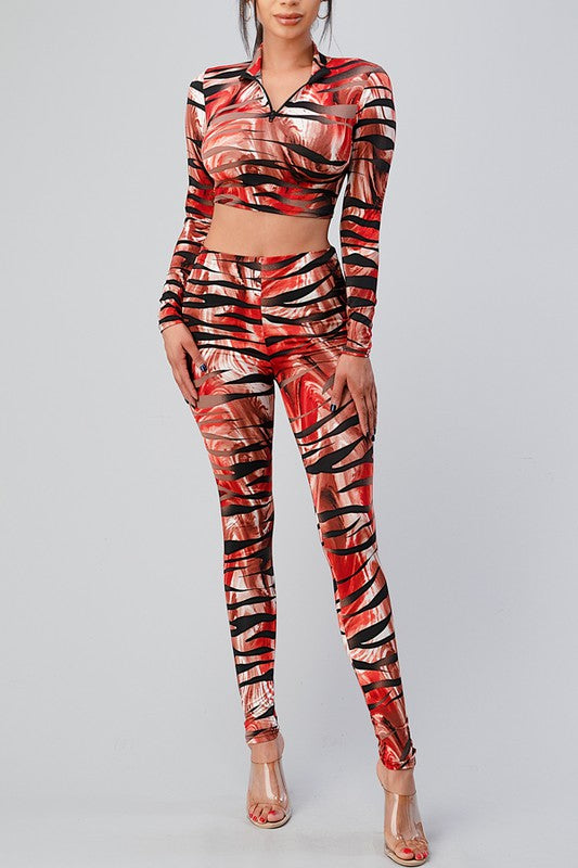 Fancy Zebra Print Pants Set