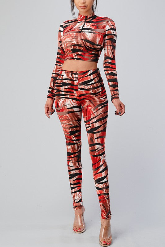 Fancy Zebra Print Pants Set