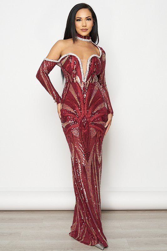 Shonda Rhinestone Dress (Blue)