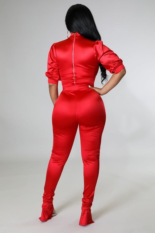 Eva Beauty Bodysuit And Pant Set (Red)