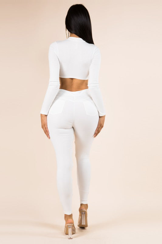 Beauty Cut Out Pants White