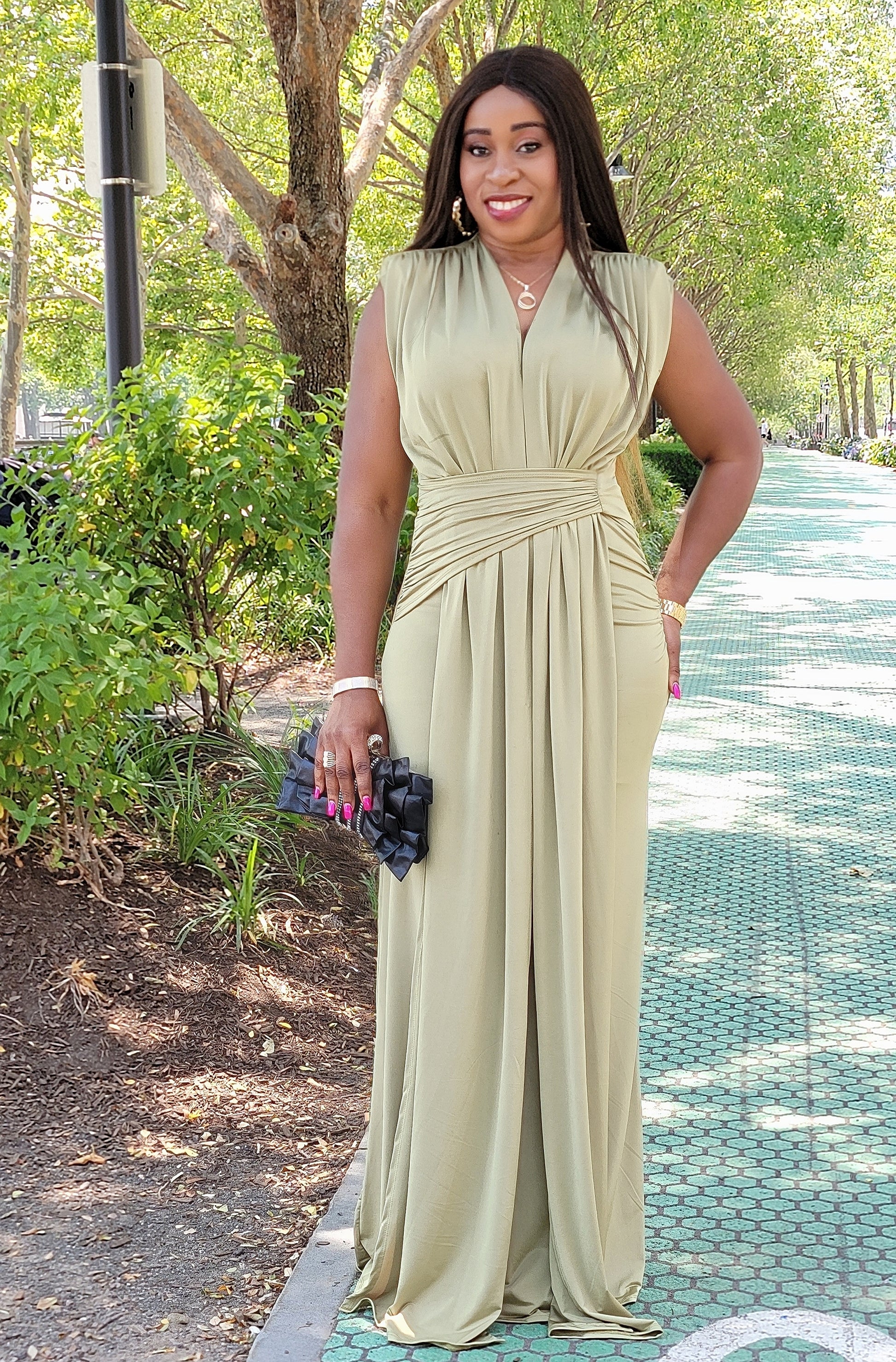 sage green boutique dress Maiah Sage Maxi Dress - US 2
