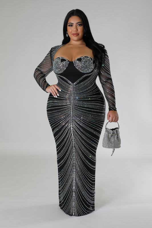 Classy Style Rhinestone Dress (Plus)