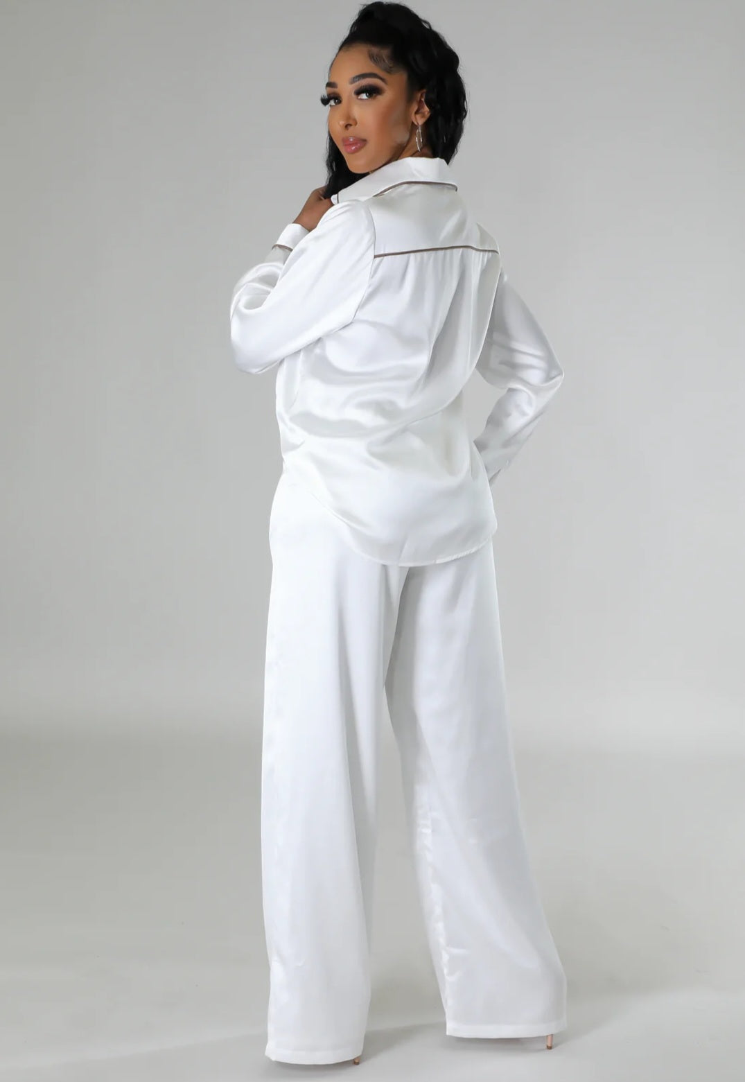 Glam Babe Pant Set (White)
