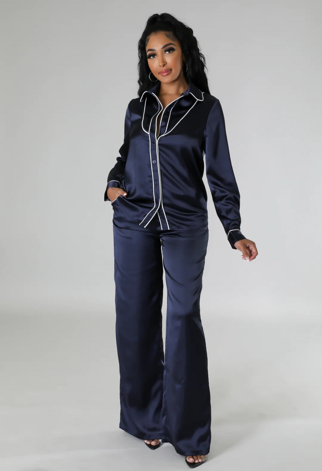 Glam Babe Pant Set ( Navy)