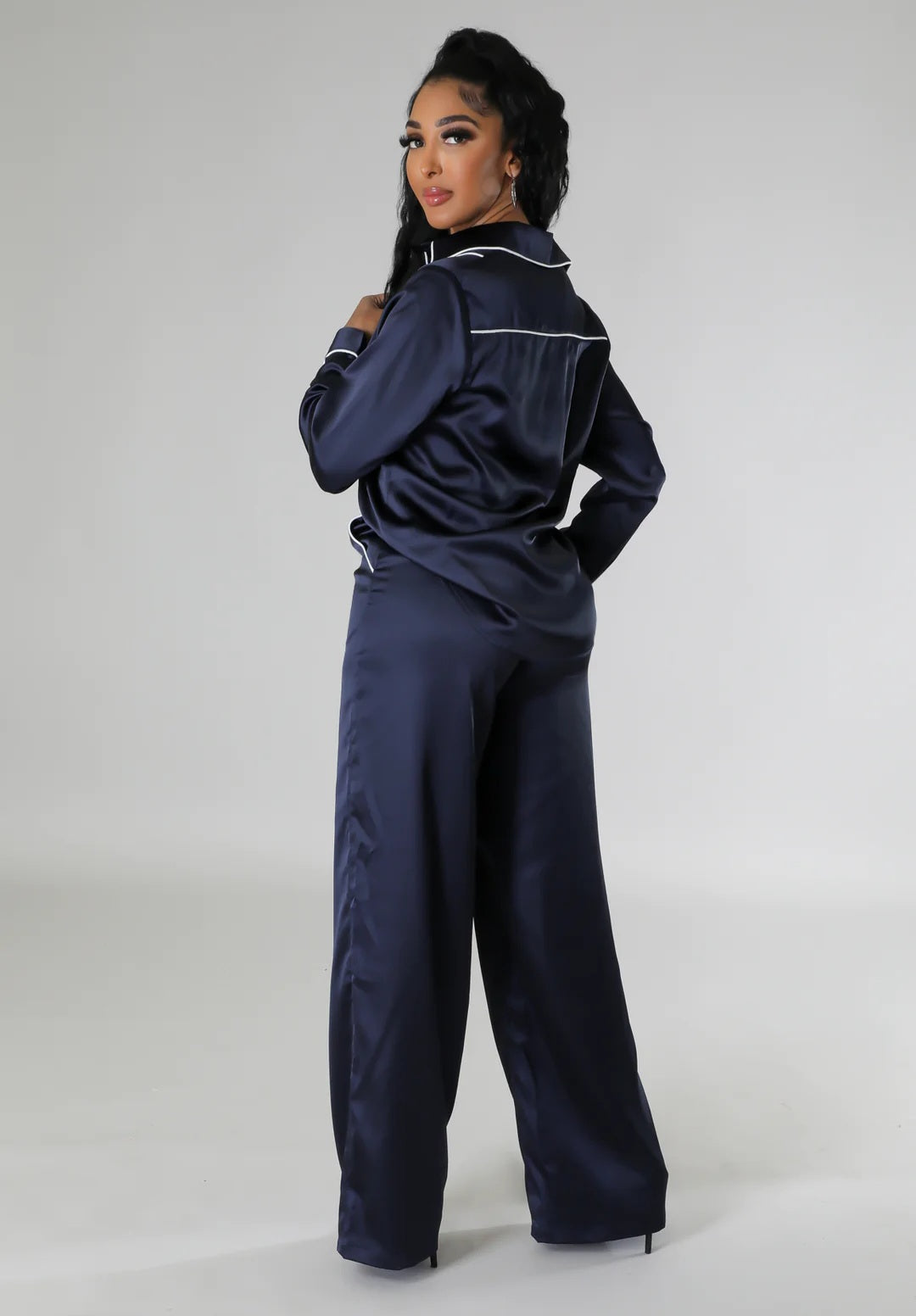 Glam Babe Pant Set ( Navy)