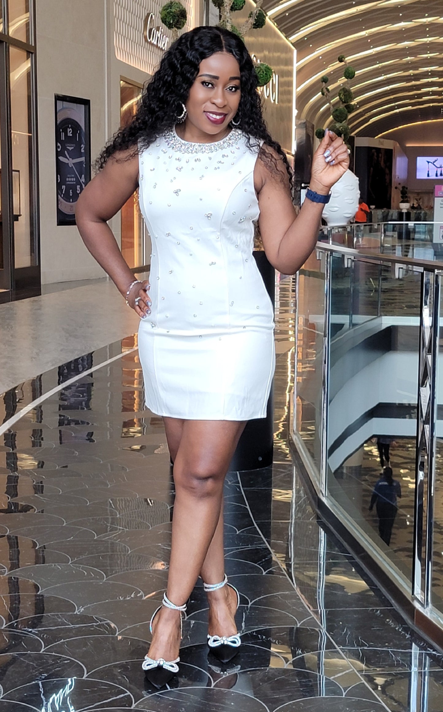 Elegant White Rhinestone Dress