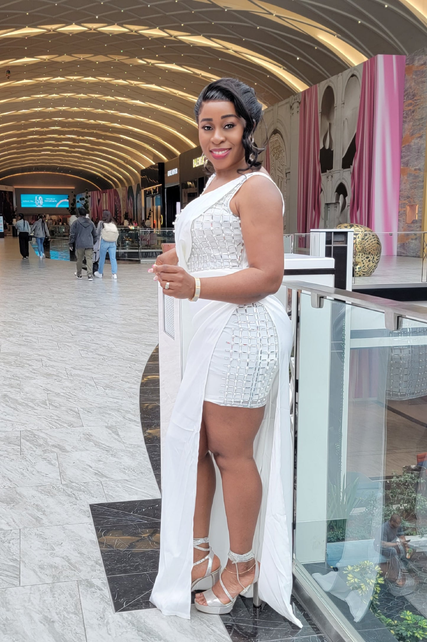 Samantha Rhinestone Glam Dress (White)
