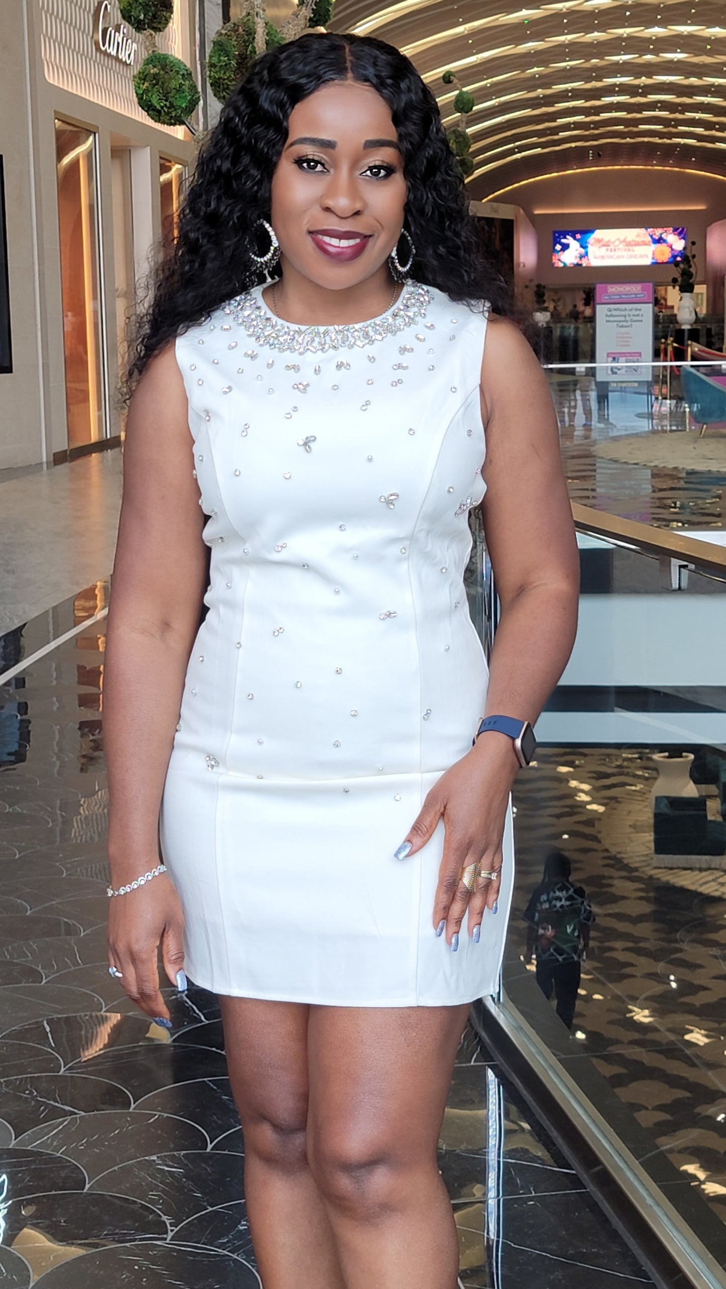 Elegant White Rhinestone Dress