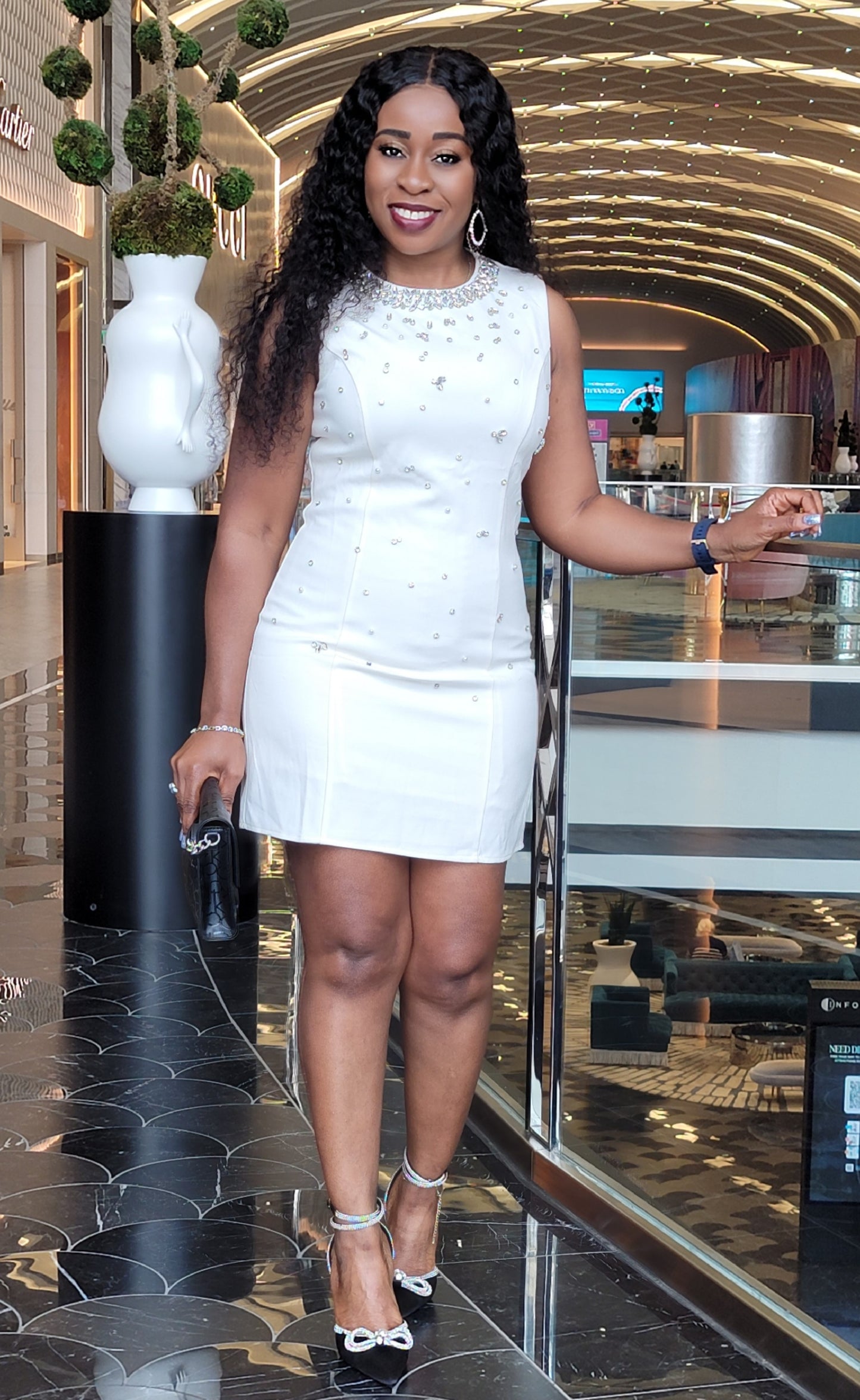 Elegant White Rhinestone Dress