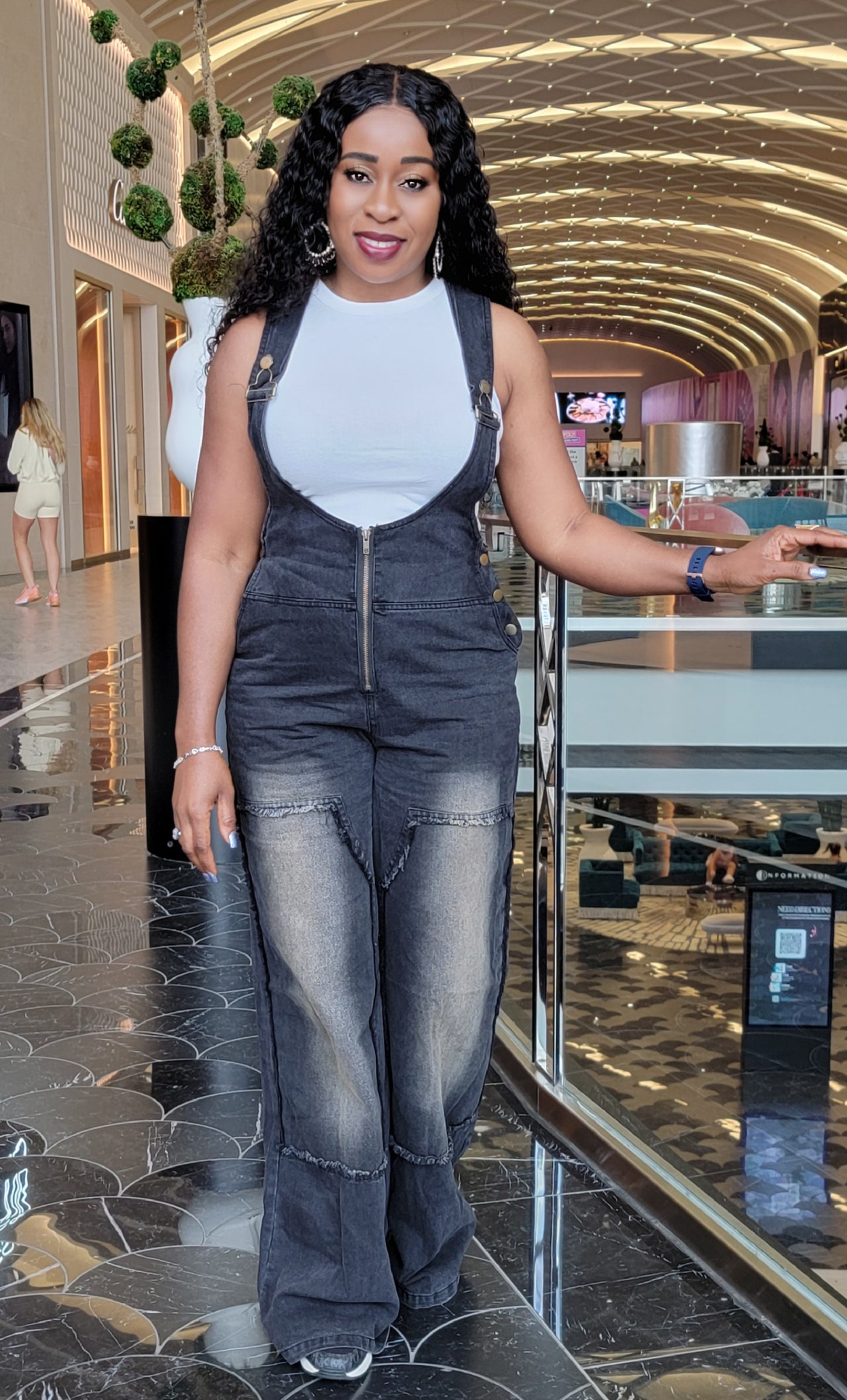 Angel Zip-Front Denim Overalls