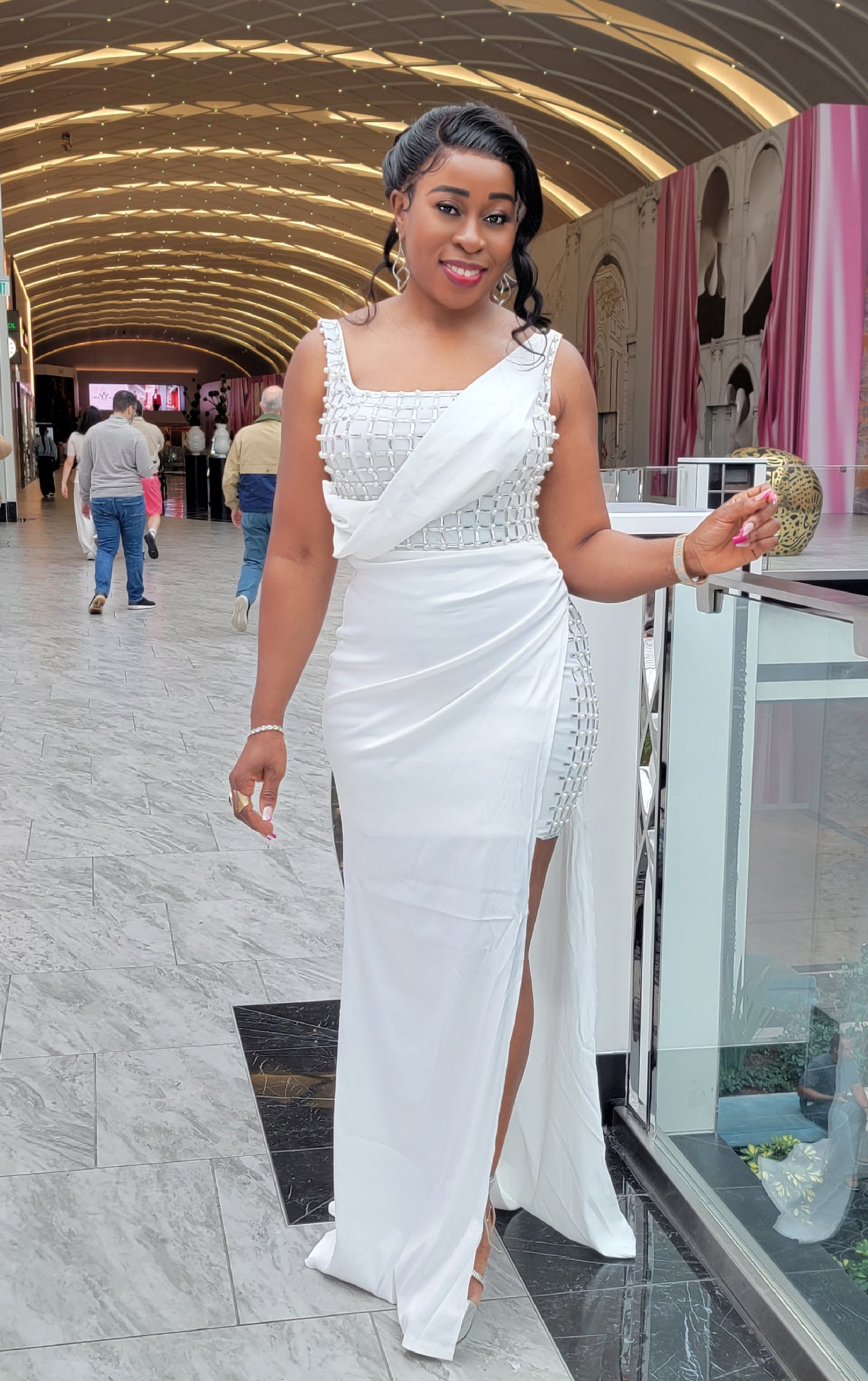 Samantha Rhinestone Glam Dress (White)