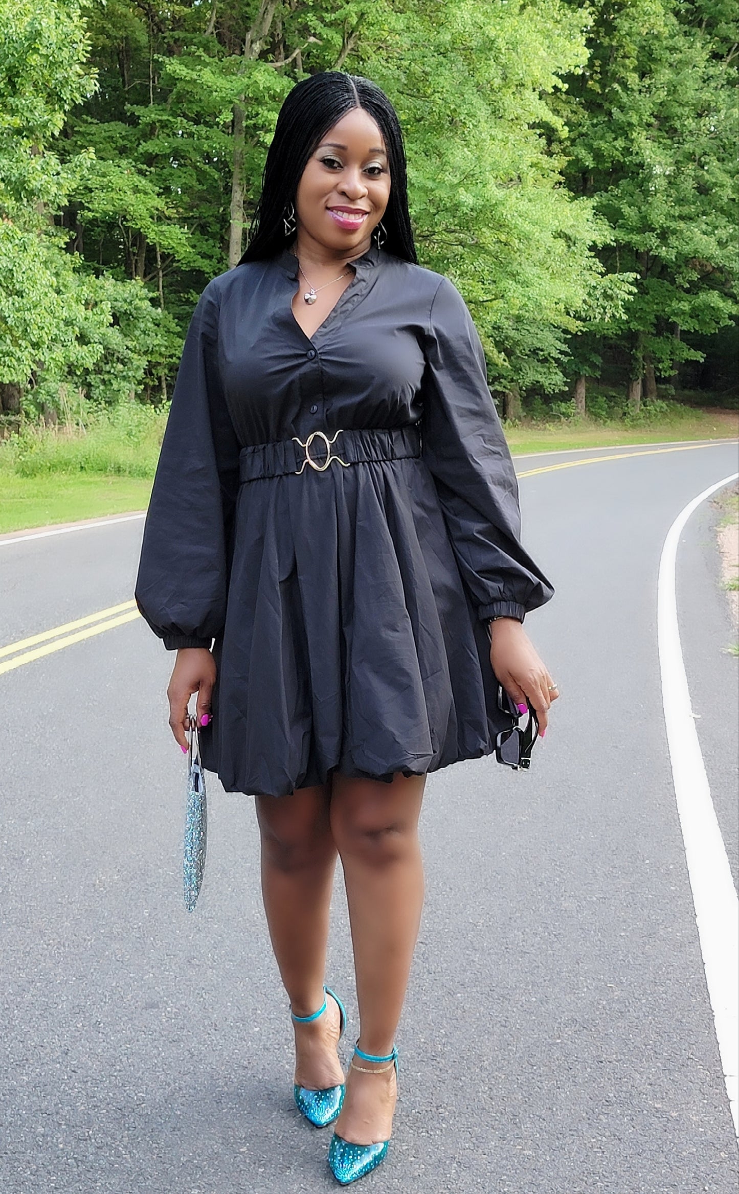 Crystal Bubble Mini Dress( Black)