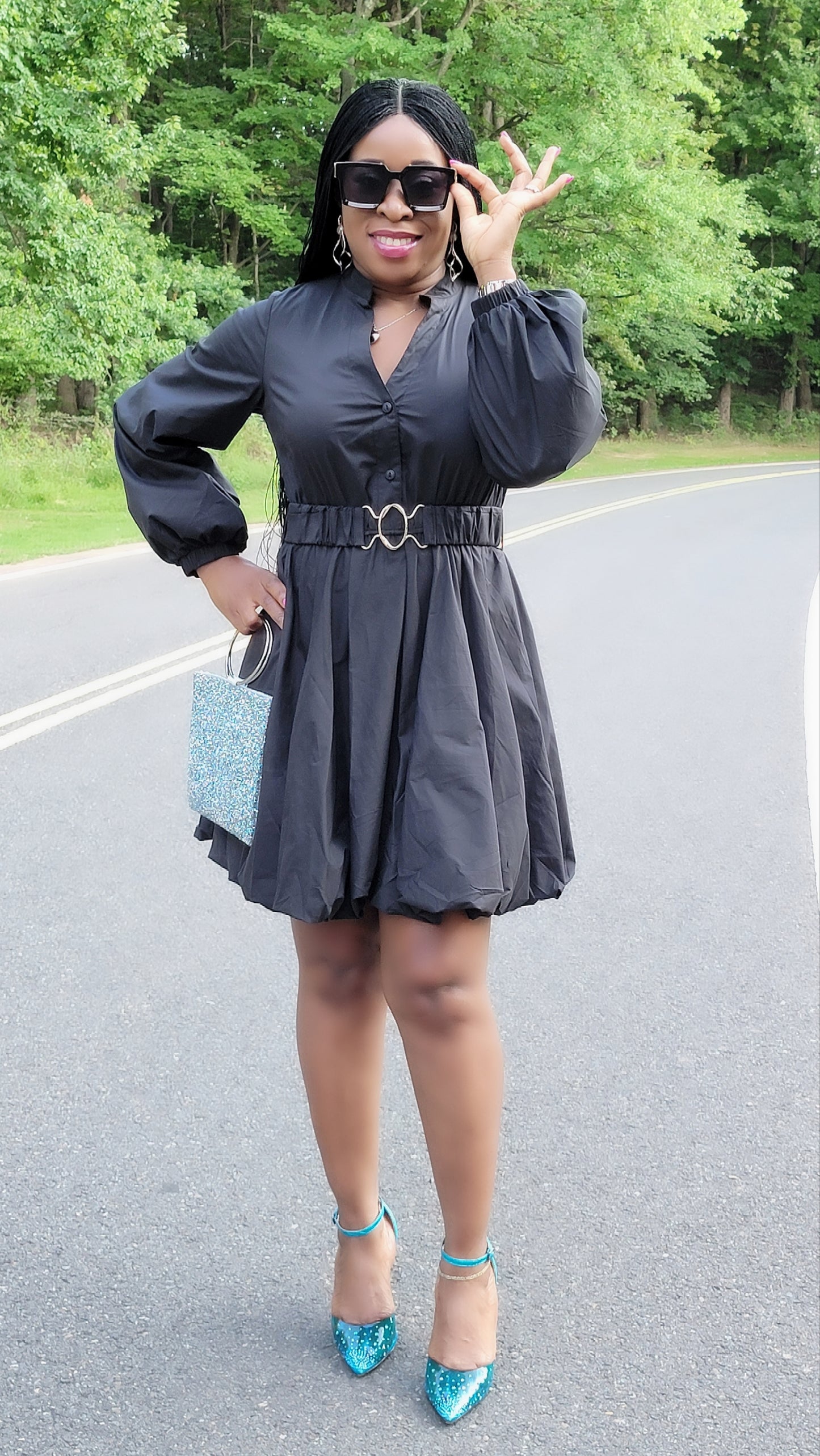 Crystal Bubble Mini Dress( Black)