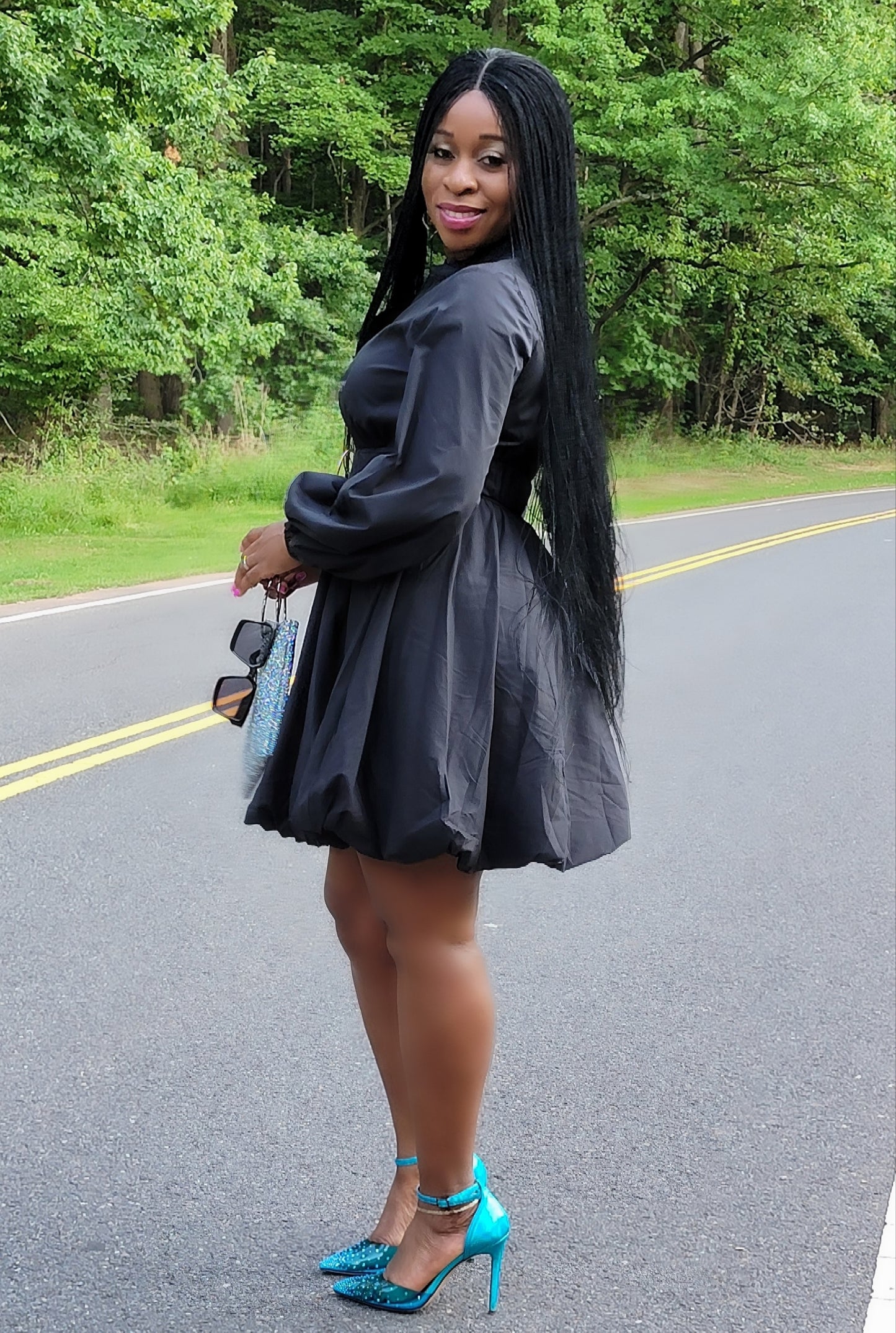 Crystal Bubble Mini Dress( Black)