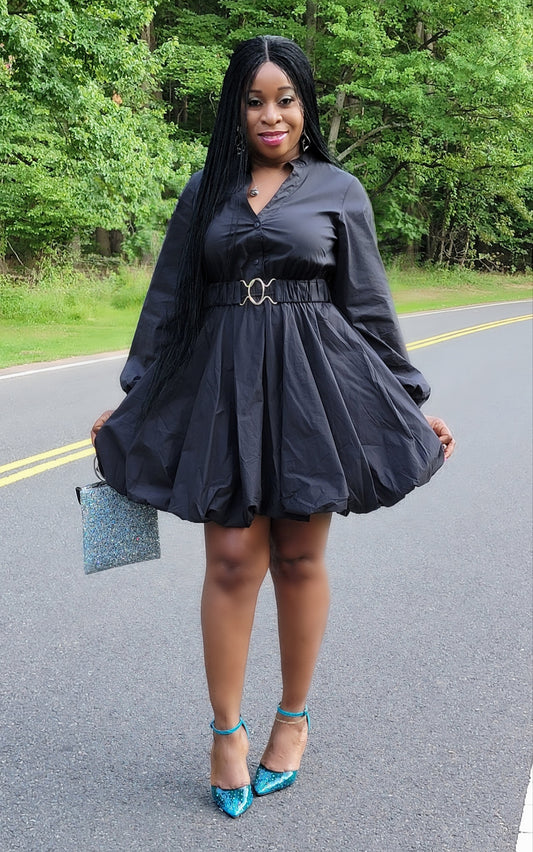 Crystal Bubble Mini Dress( Black)