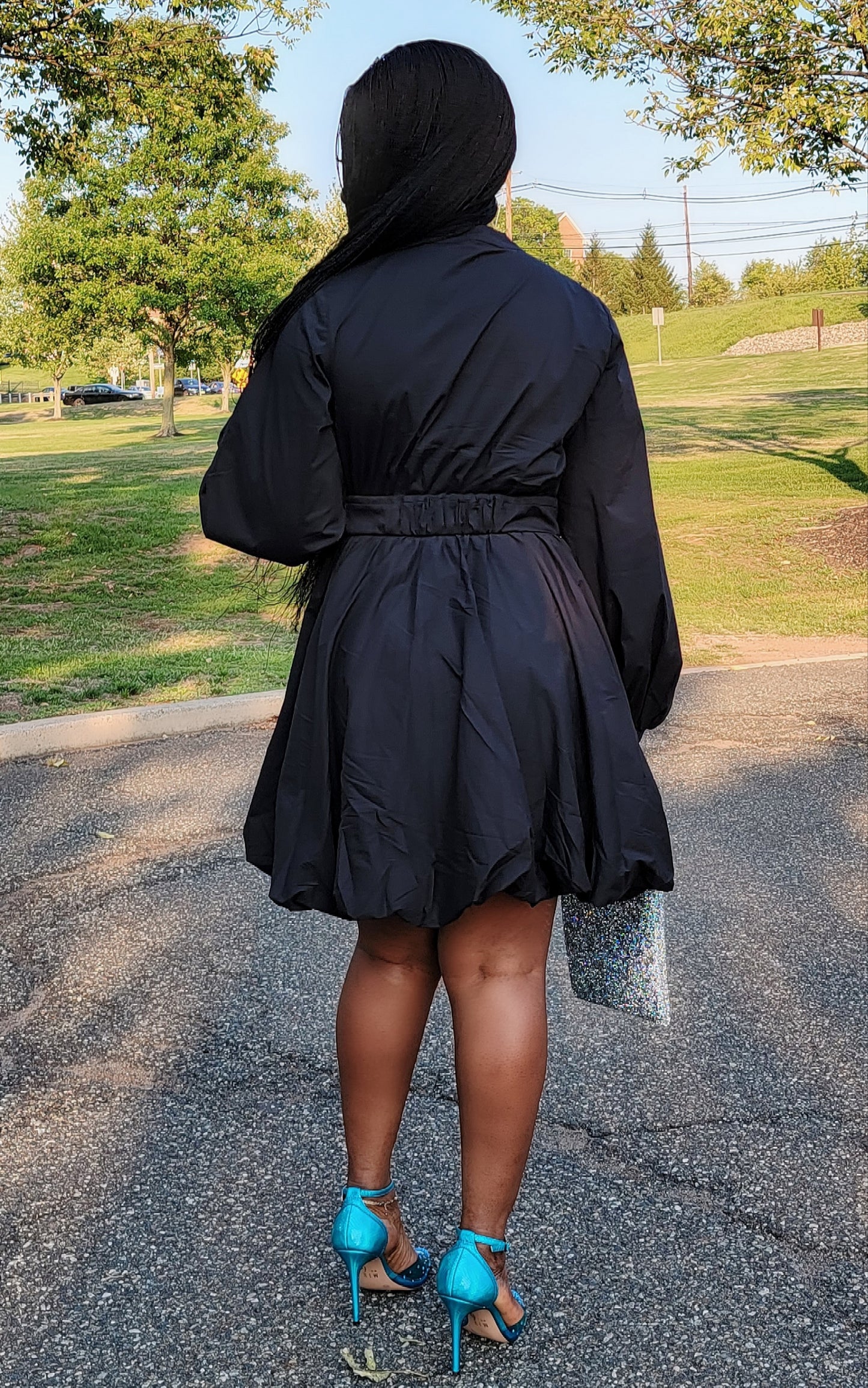Crystal Bubble Mini Dress( Black)