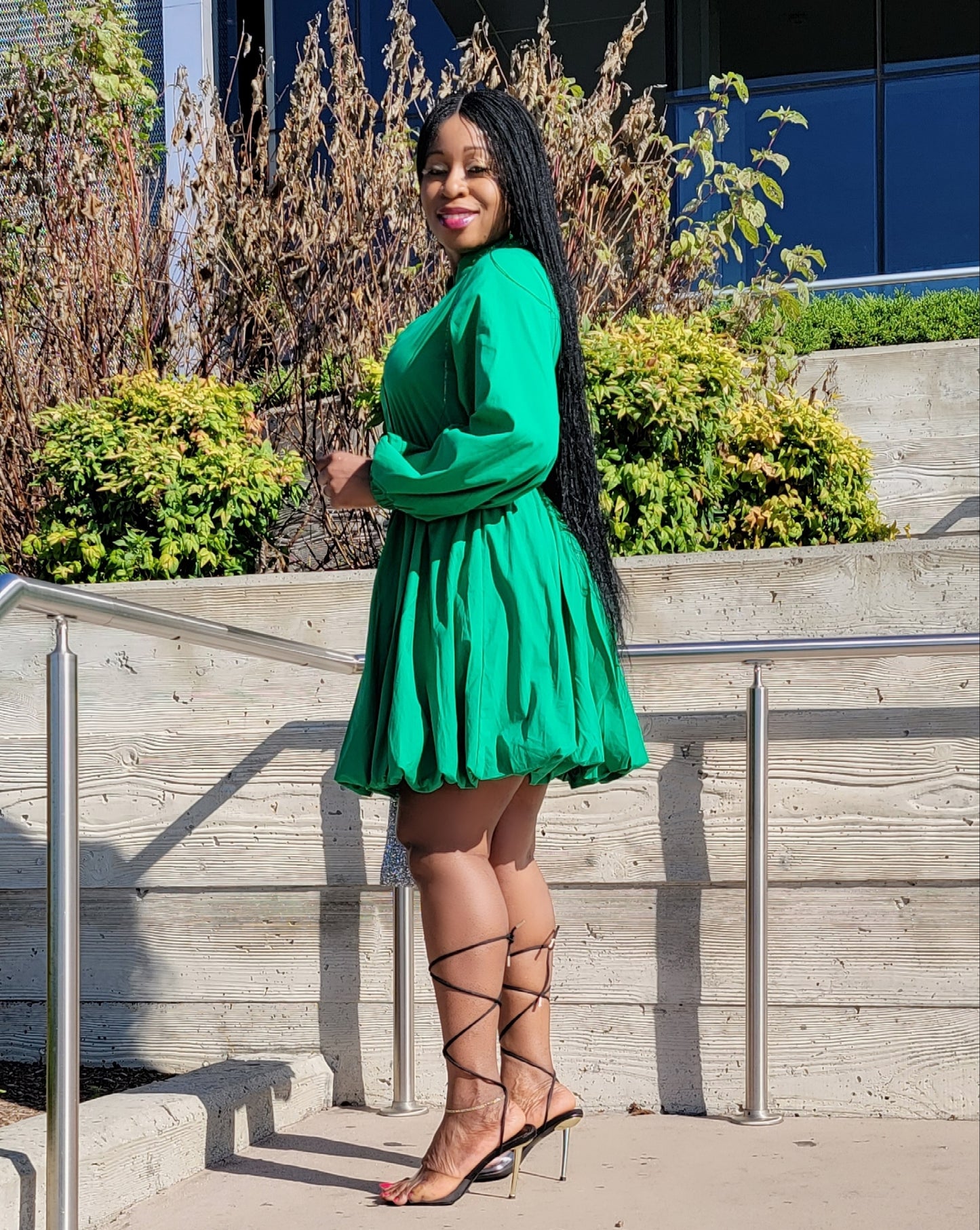 Crystal Bubble Mini Dress( Green)