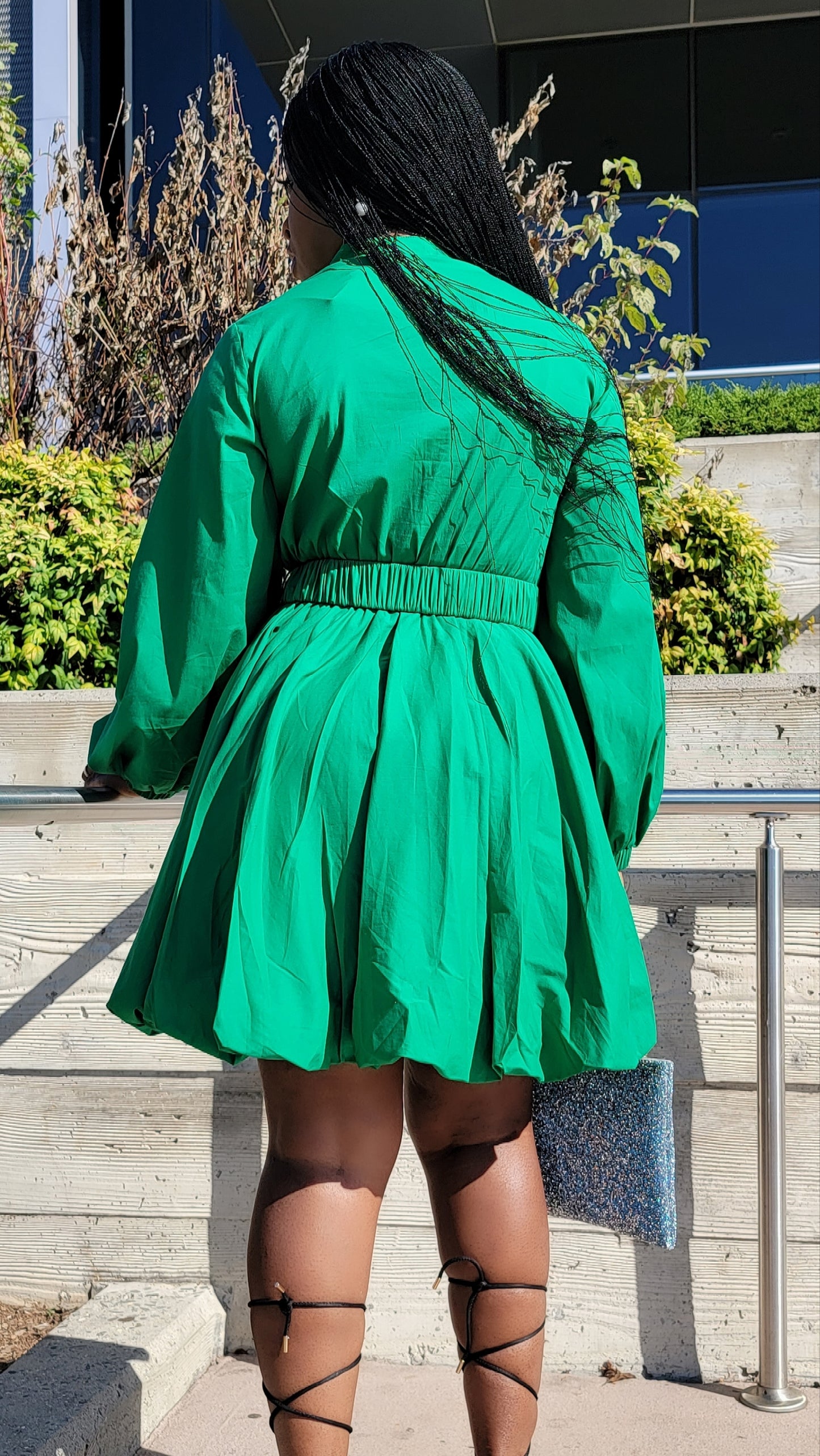 Crystal Bubble Mini Dress( Green)