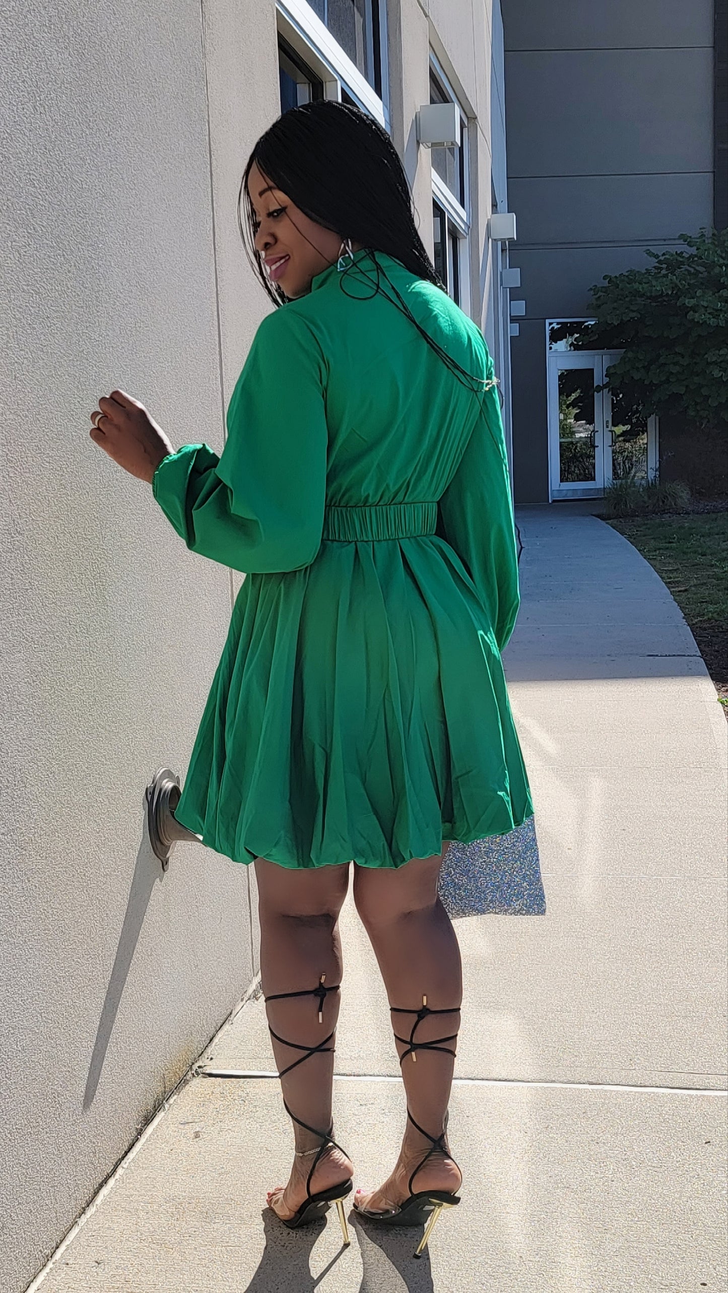 Crystal Bubble Mini Dress( Green)