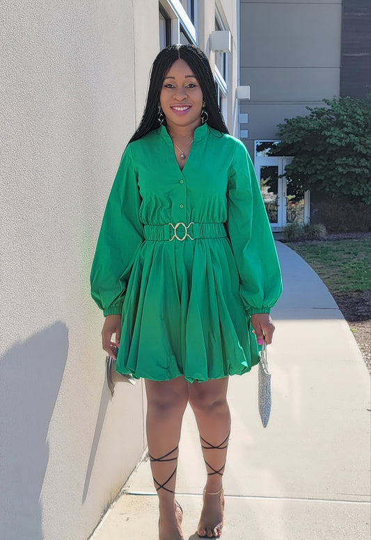 Crystal Bubble Mini Dress( Green)