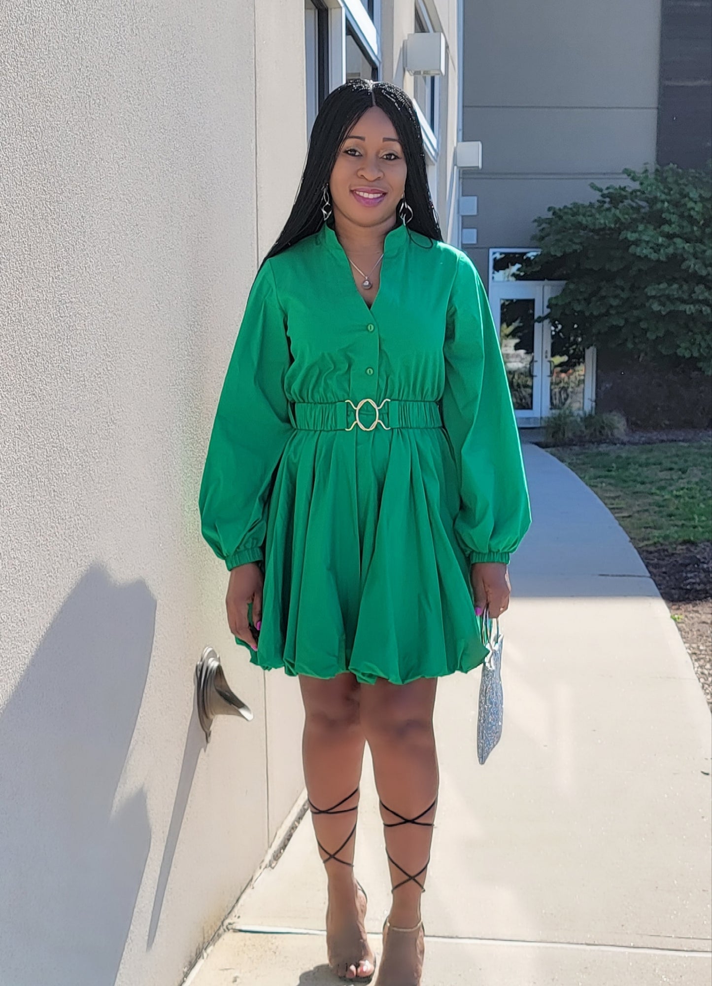 Crystal Bubble Mini Dress( Green)