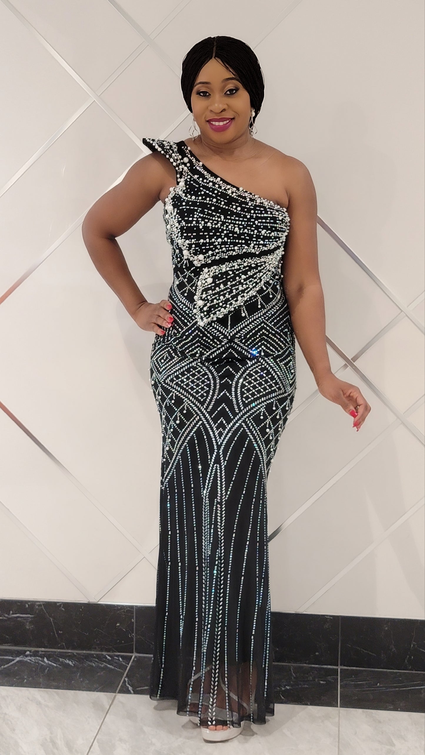 Sweetest Lady Rhinestones Dress (Black)