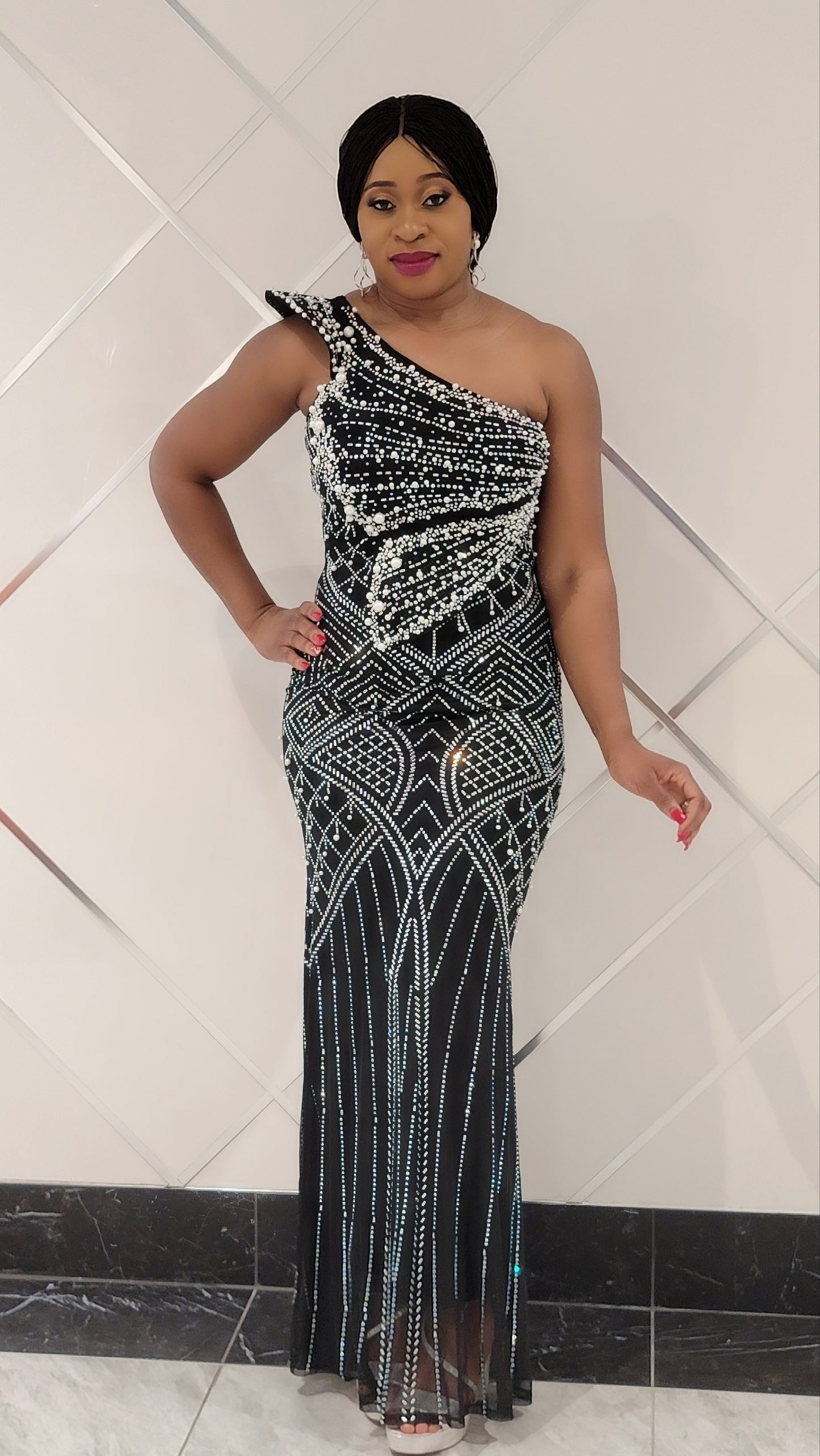 Sweetest Lady Rhinestones Dress (Black)