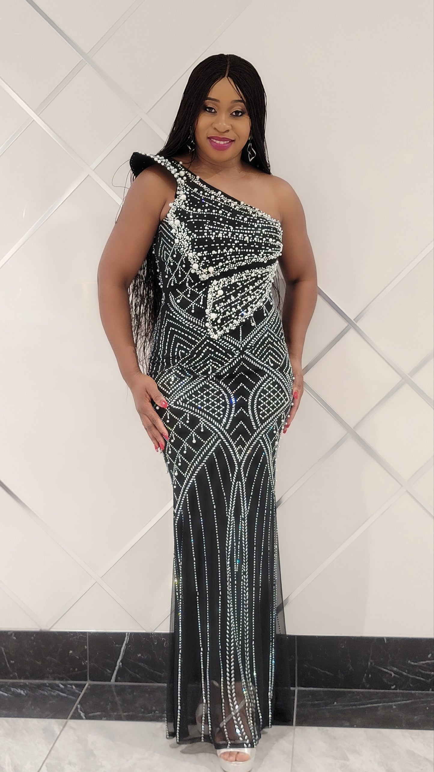 Sweetest Lady Rhinestones Dress (Black)