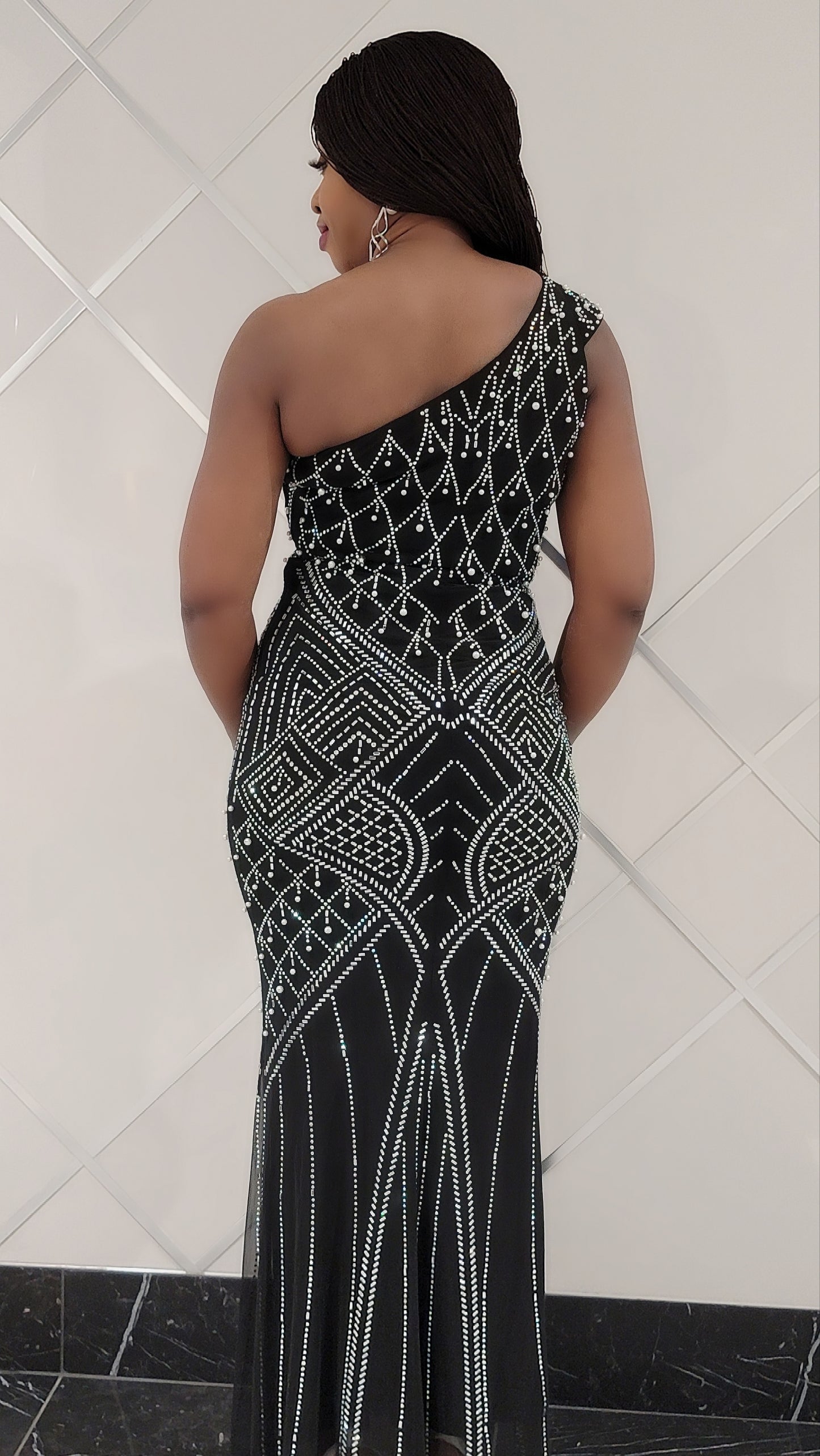 Sweetest Lady Rhinestones Dress (Black)