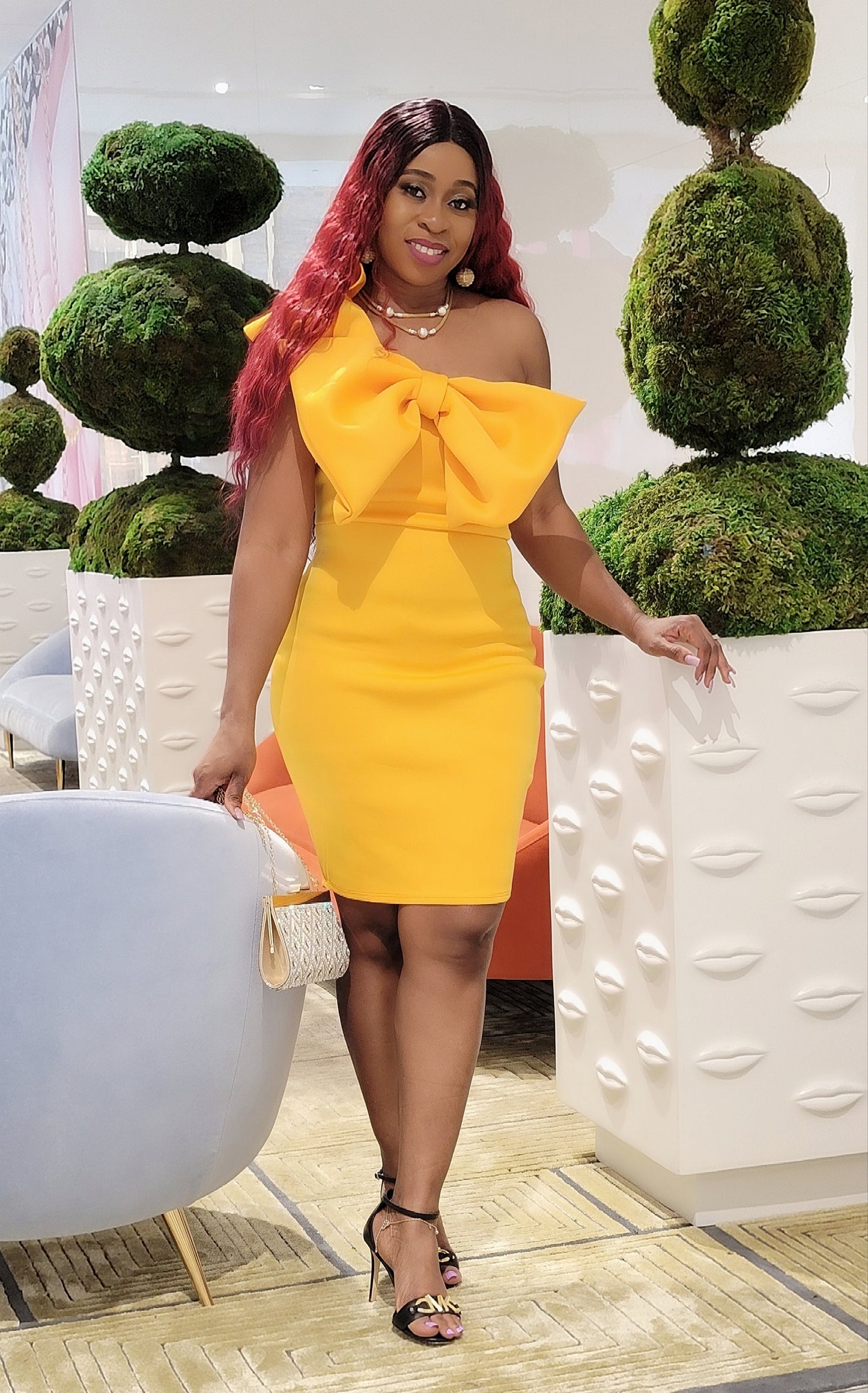 Selena Bow Front Dress (Yellow)