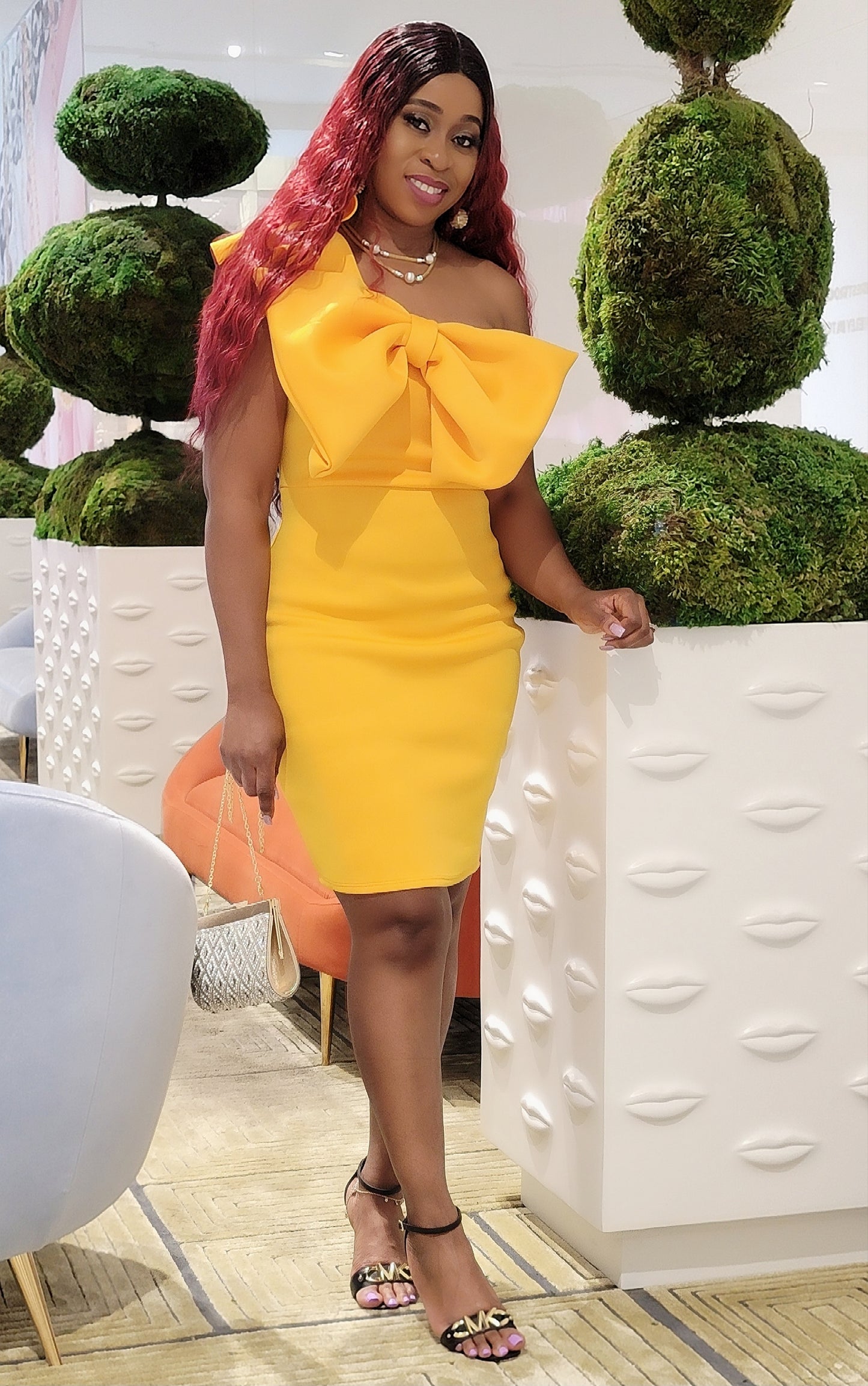 Selena Bow Front Dress (Yellow)