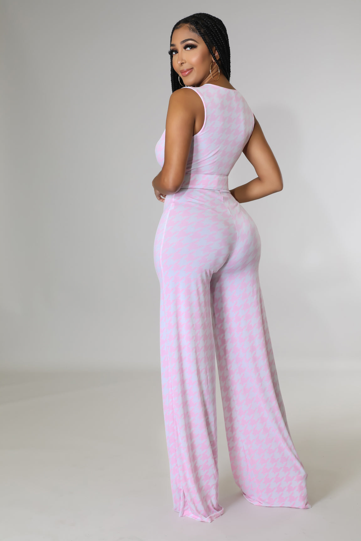 Adore Me Plaid Jumpsuit (Pink)