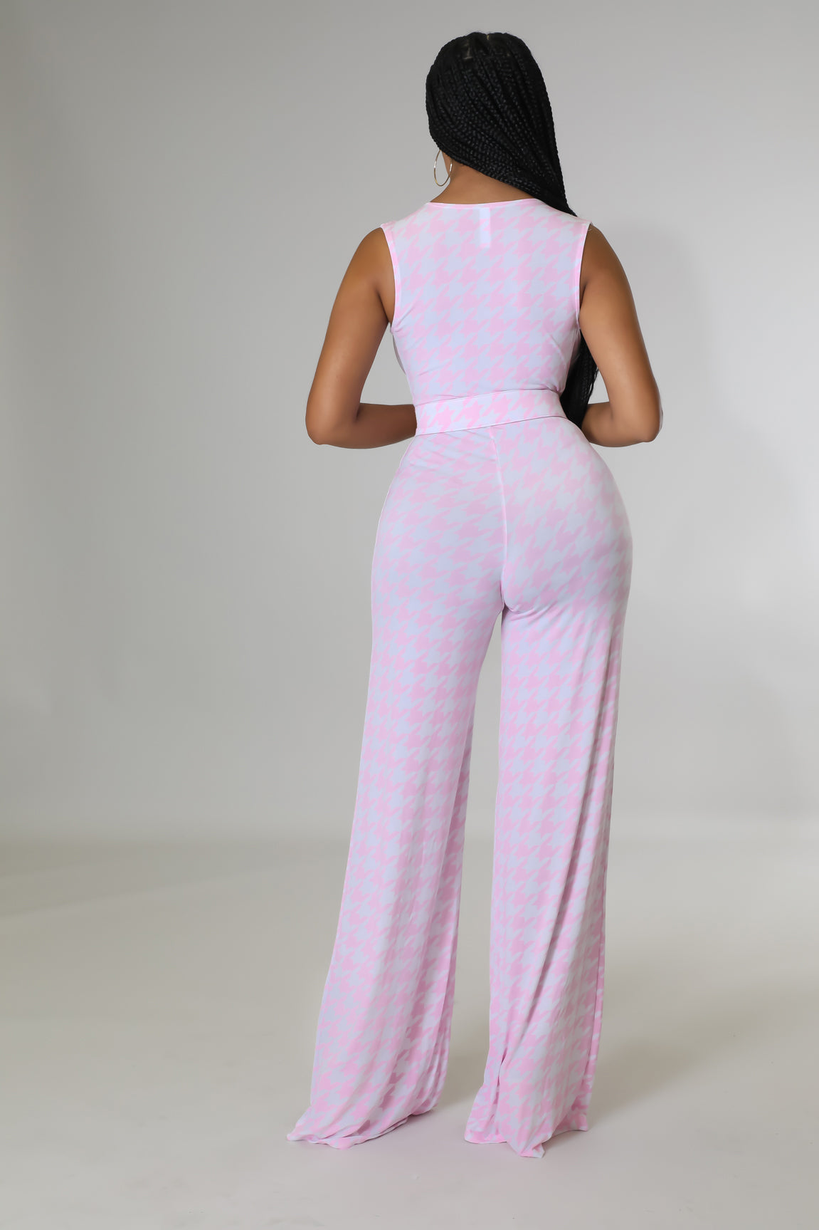 Adore Me Plaid Jumpsuit (Pink)