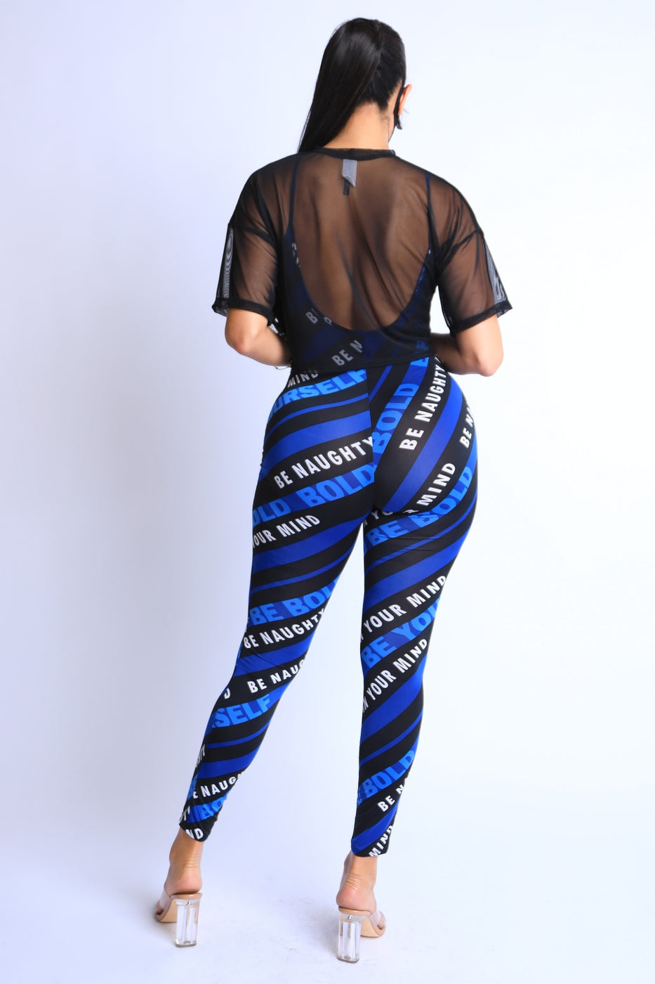 Cheryl Stripe Jumpsuit with Mesh